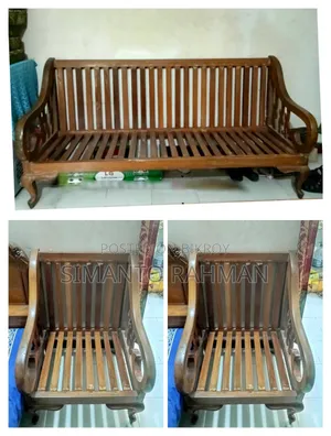 Original Teak Wood Sofa Set, 5-Seater