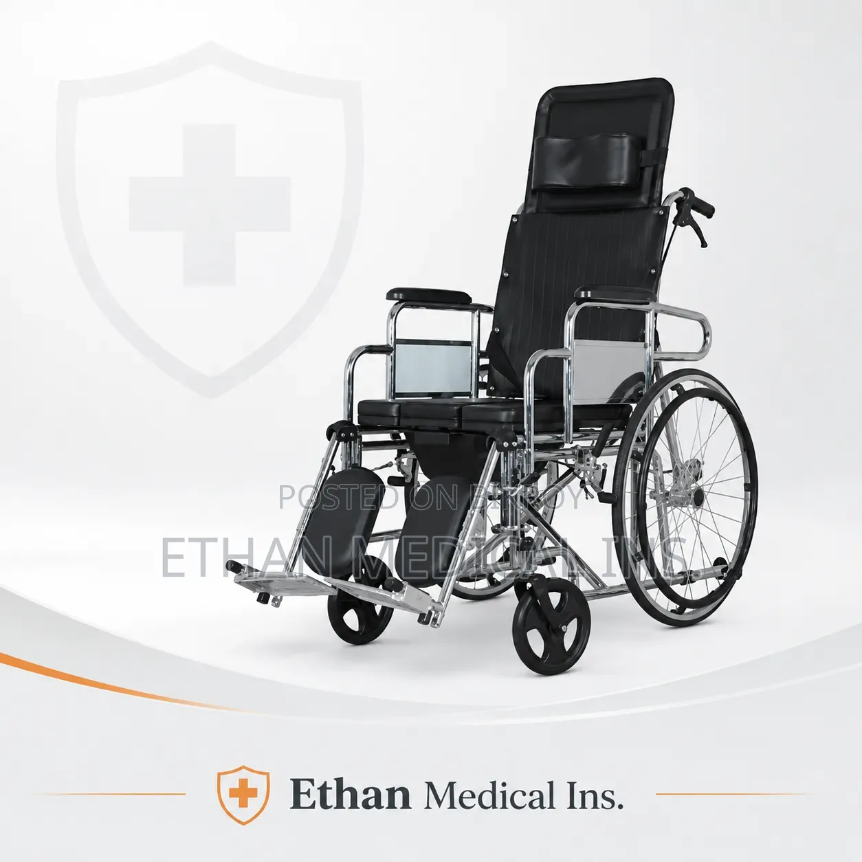 Foldable Reclining Commode Wheelchair