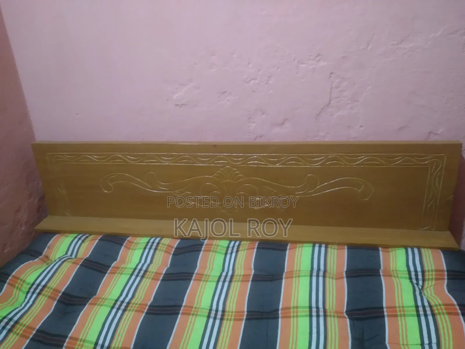 Bed, Mattress, Pillow, and Table