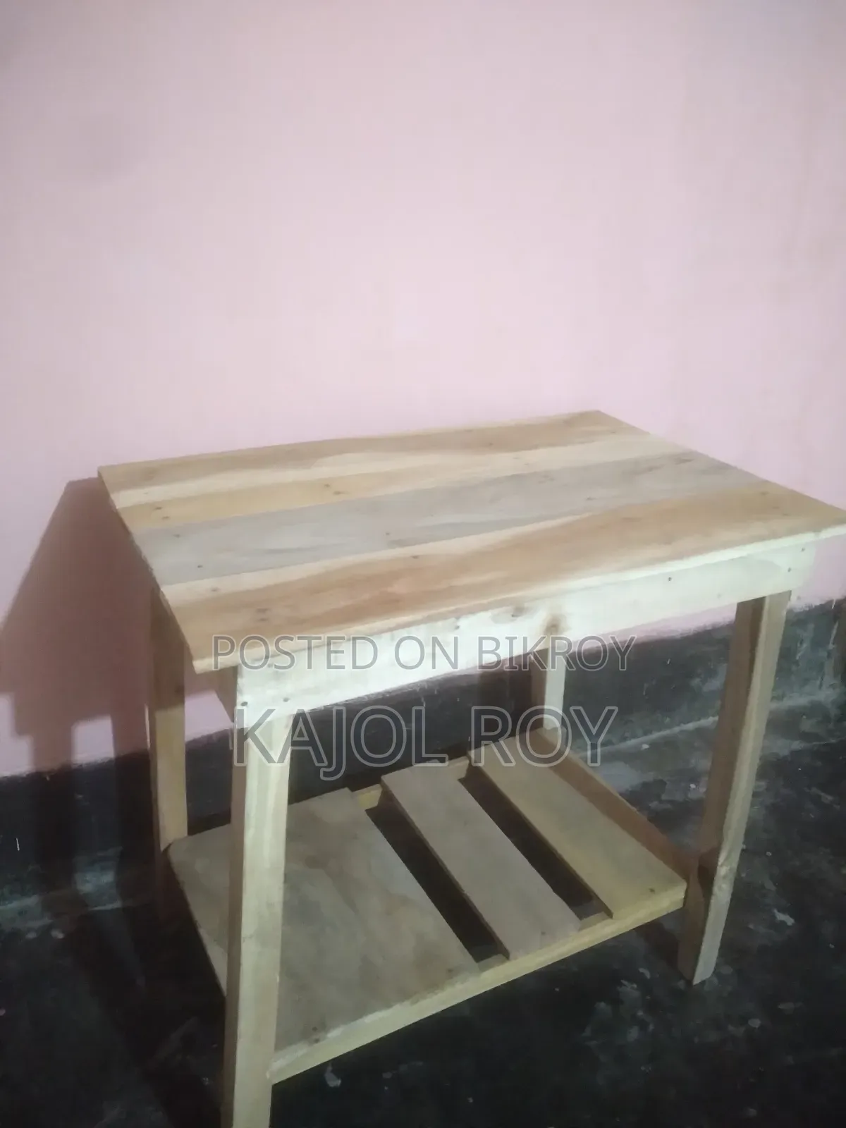 Bed, Mattress, Pillow, and Table