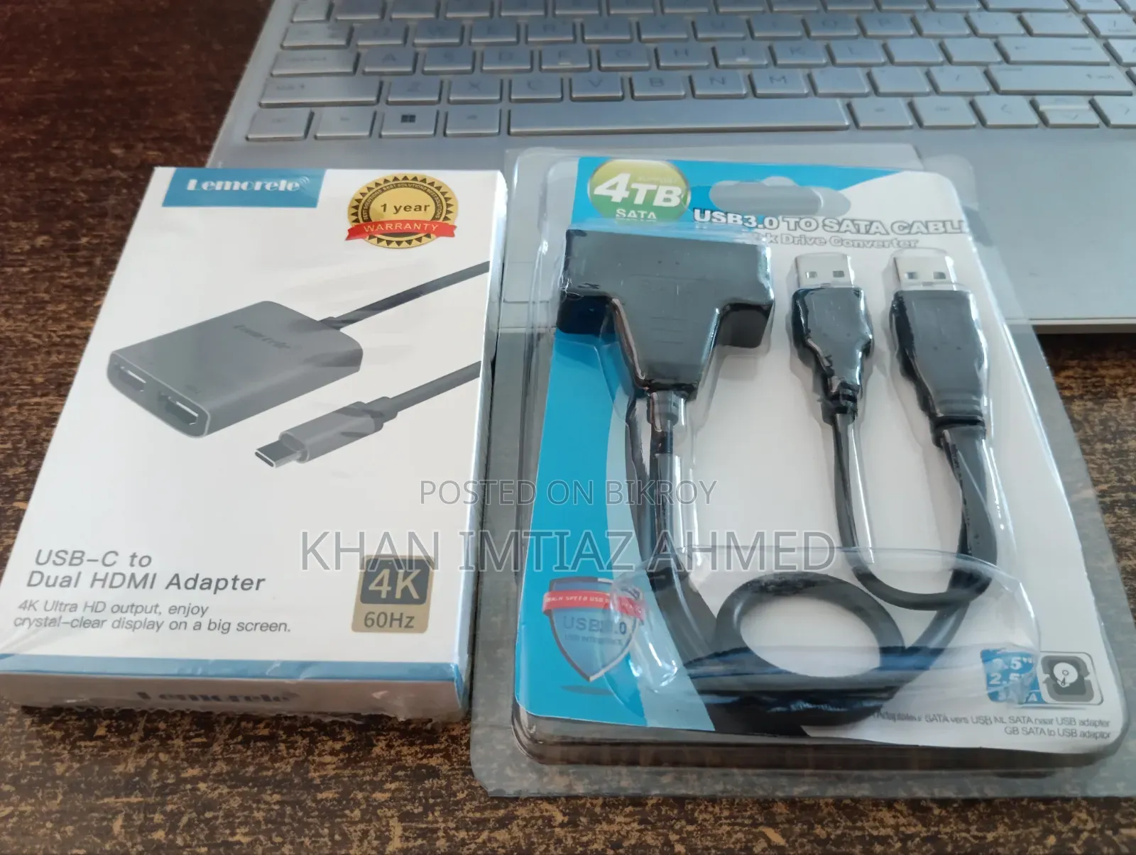 Lemorele Usb-C to Dual Hdmi Adapter and Usb 3.0 to Sata Converter Cable