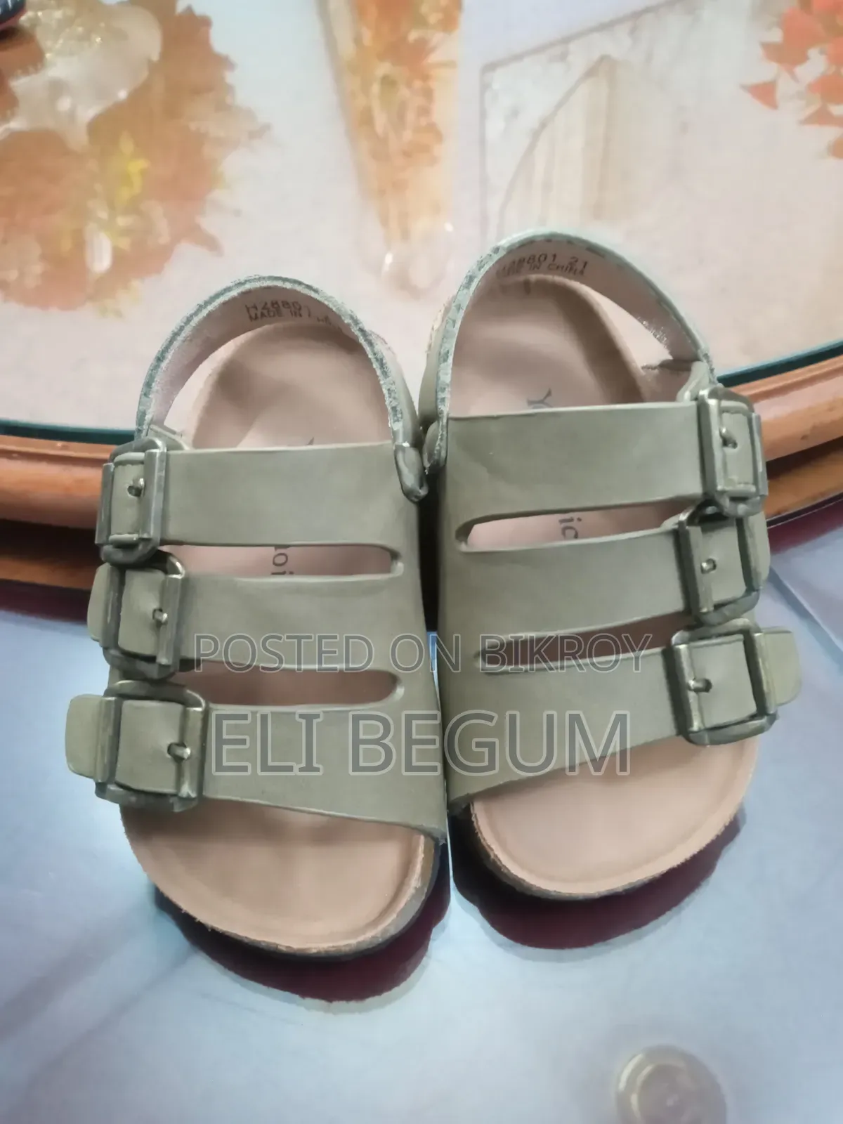 Baby Sandal Olive Green Strap With Metal Buckles EU Size 21
