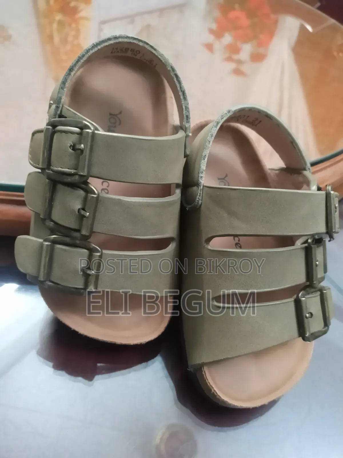 Baby Sandal Olive Green Strap With Metal Buckles EU Size 21