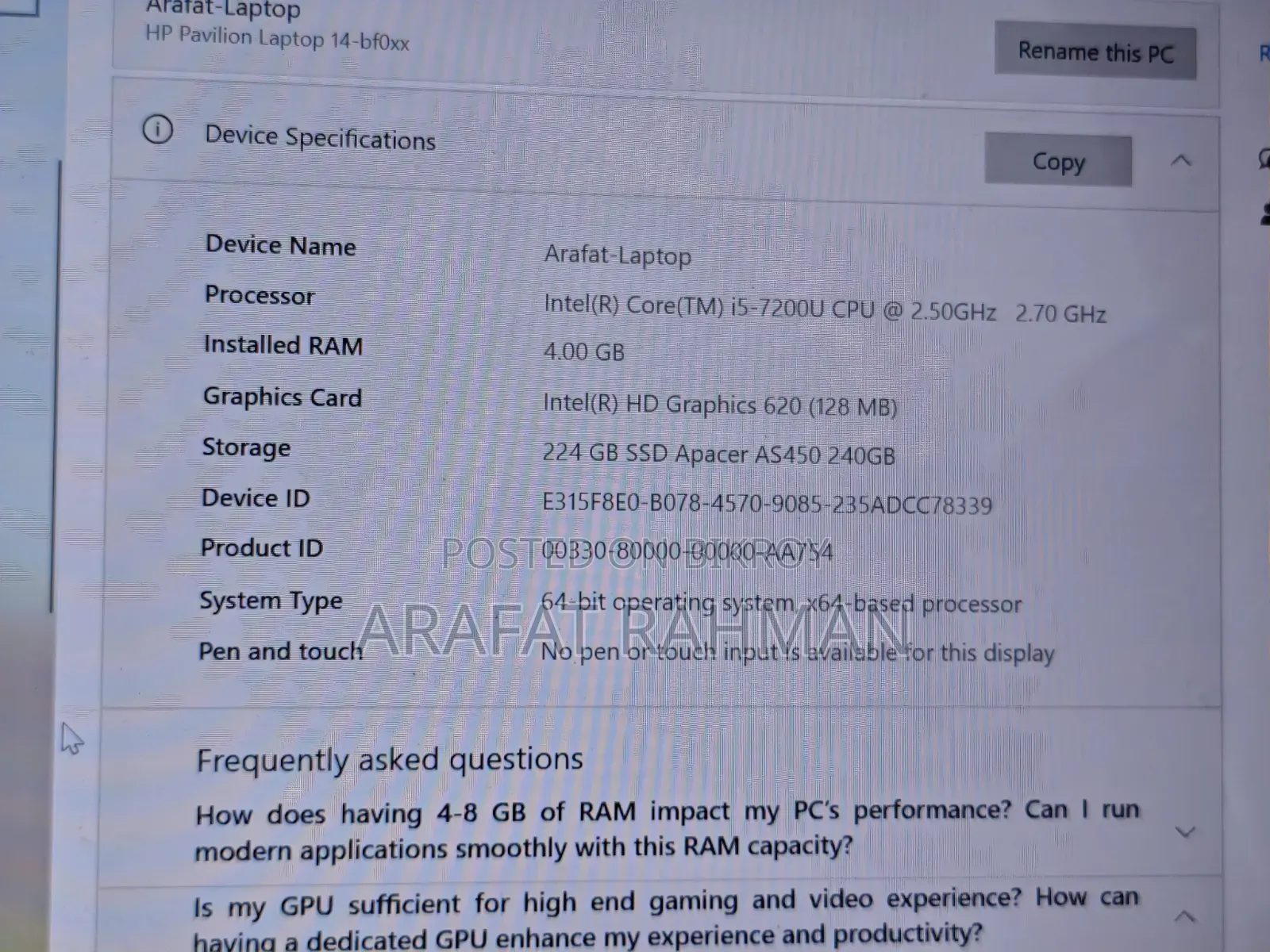 Laptop HP Pavilion 14 4GB Intel Core I5 SSD 250GB