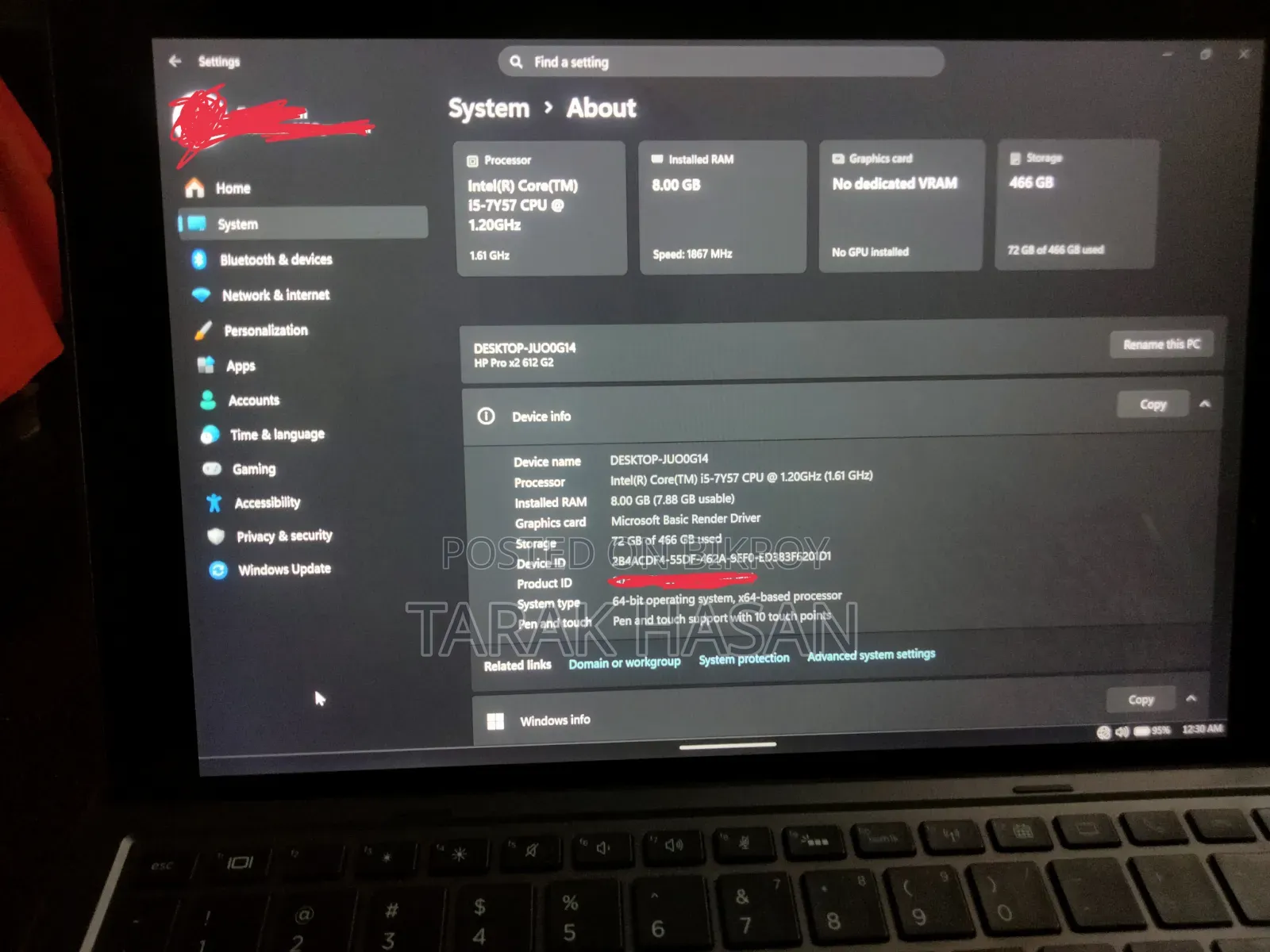 Laptop HP Pro X2 612 G2 8GB Intel Core I5 SSD 500GB