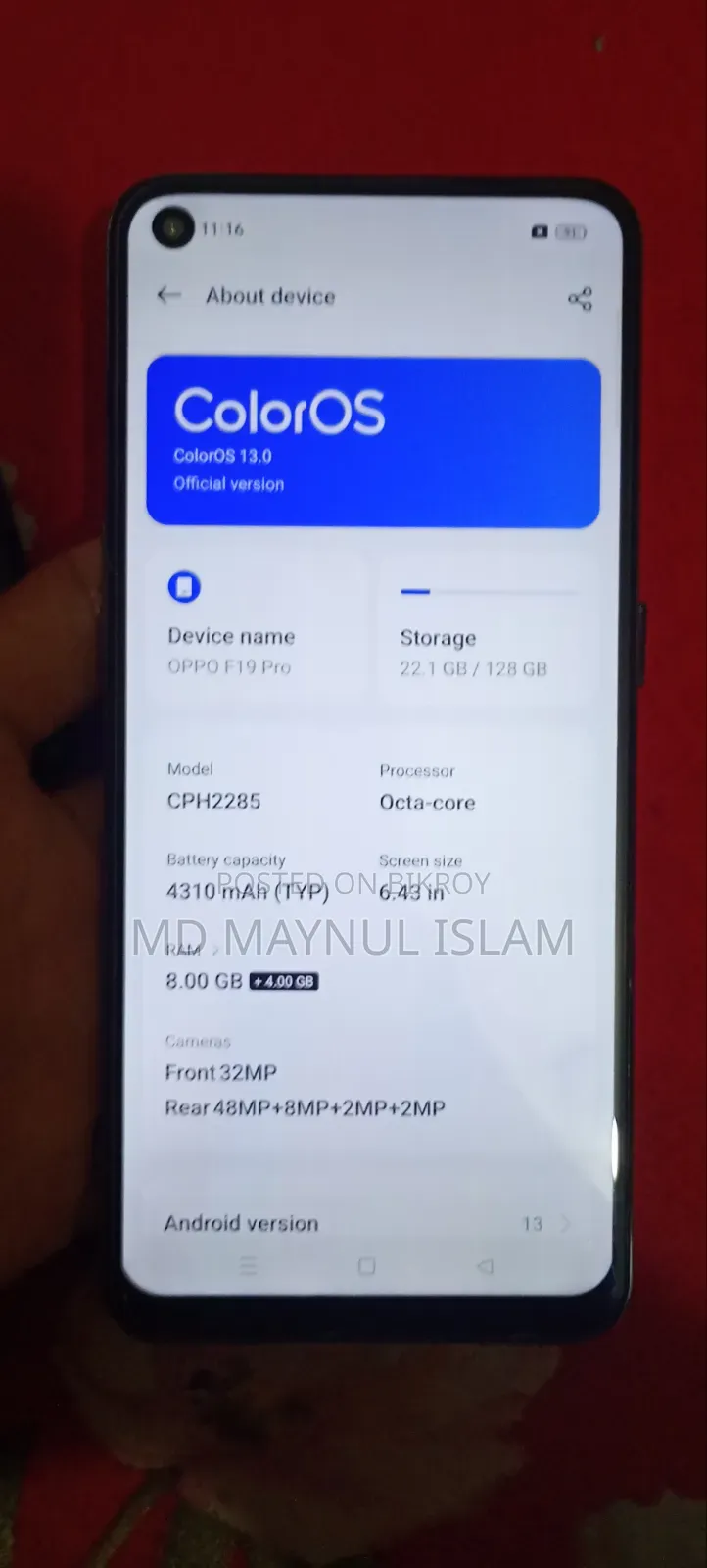 Oppo F19 Pro 128 GB Gray