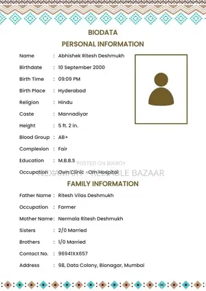 Professional Marriage Biodata Design and Typeset Service