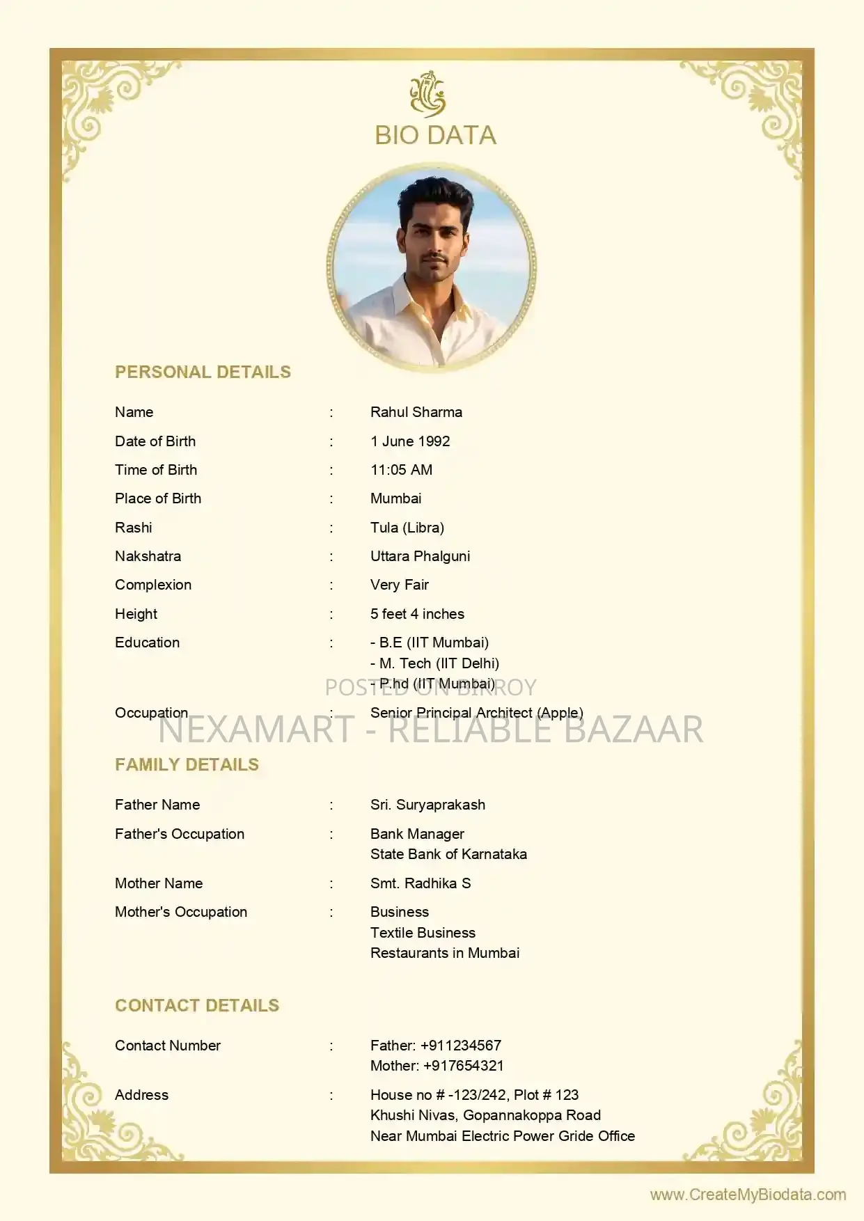 Professional Marriage Biodata Design and Typeset Service