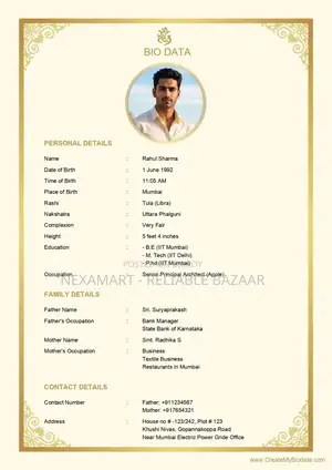 Professional Marriage Biodata Design and Typeset Service