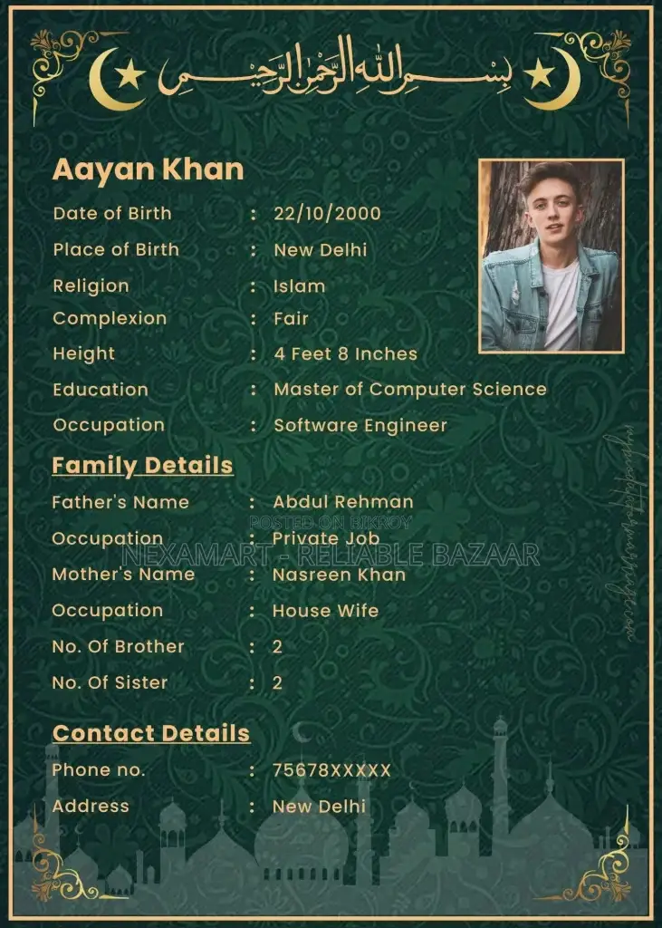 Professional Marriage Biodata Design and Typeset Service