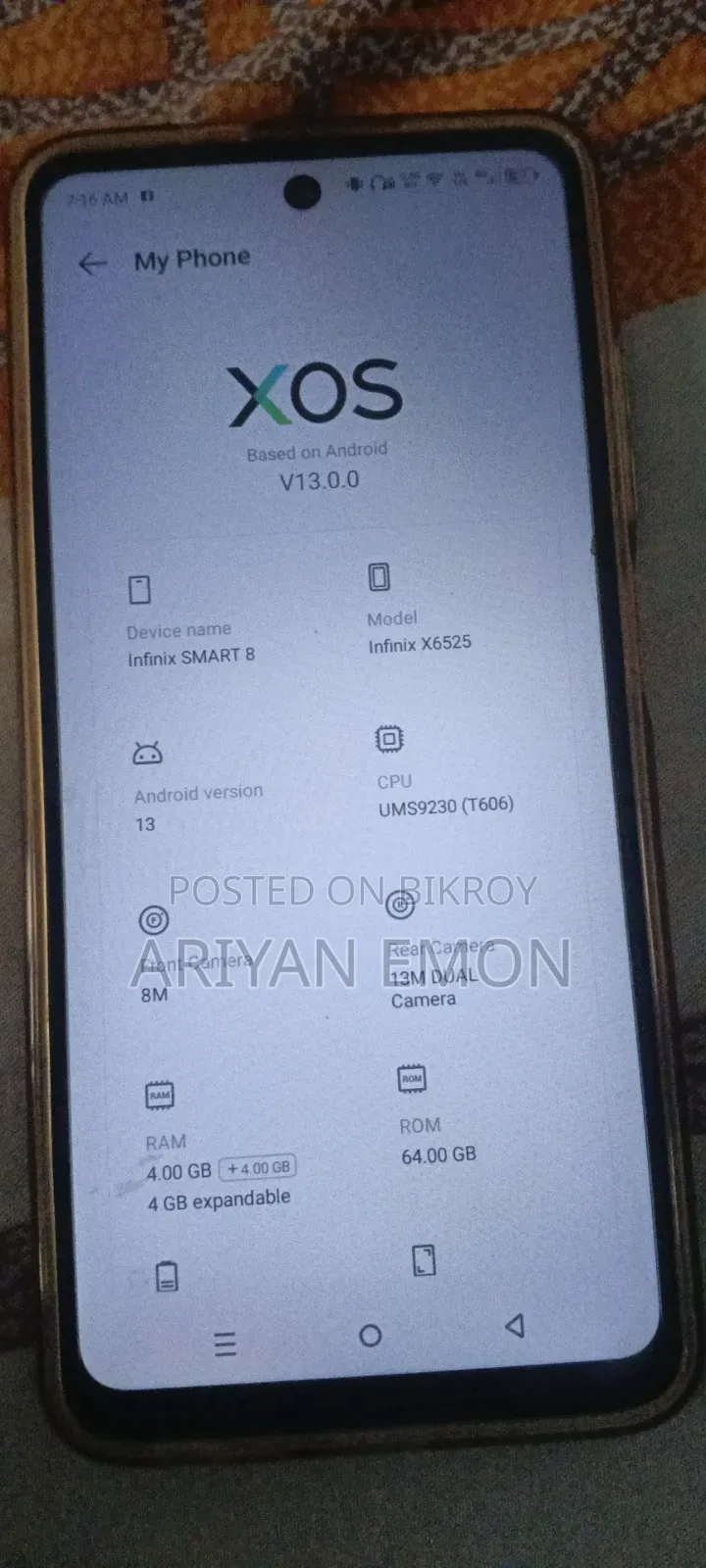 Infinix Smart 8 64 GB Rose Gold