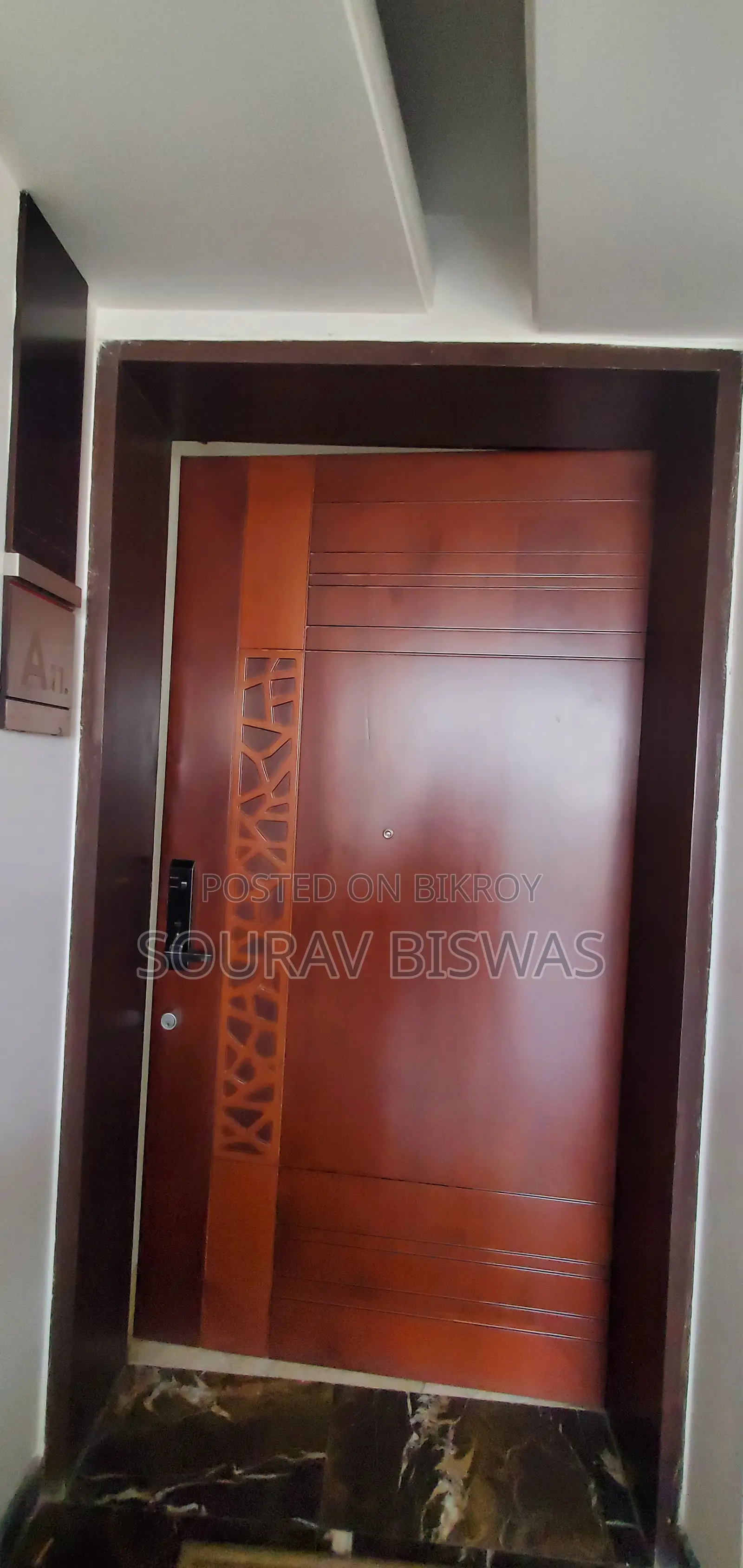 Luxury Teak Wood Main Door With Smart Lock".