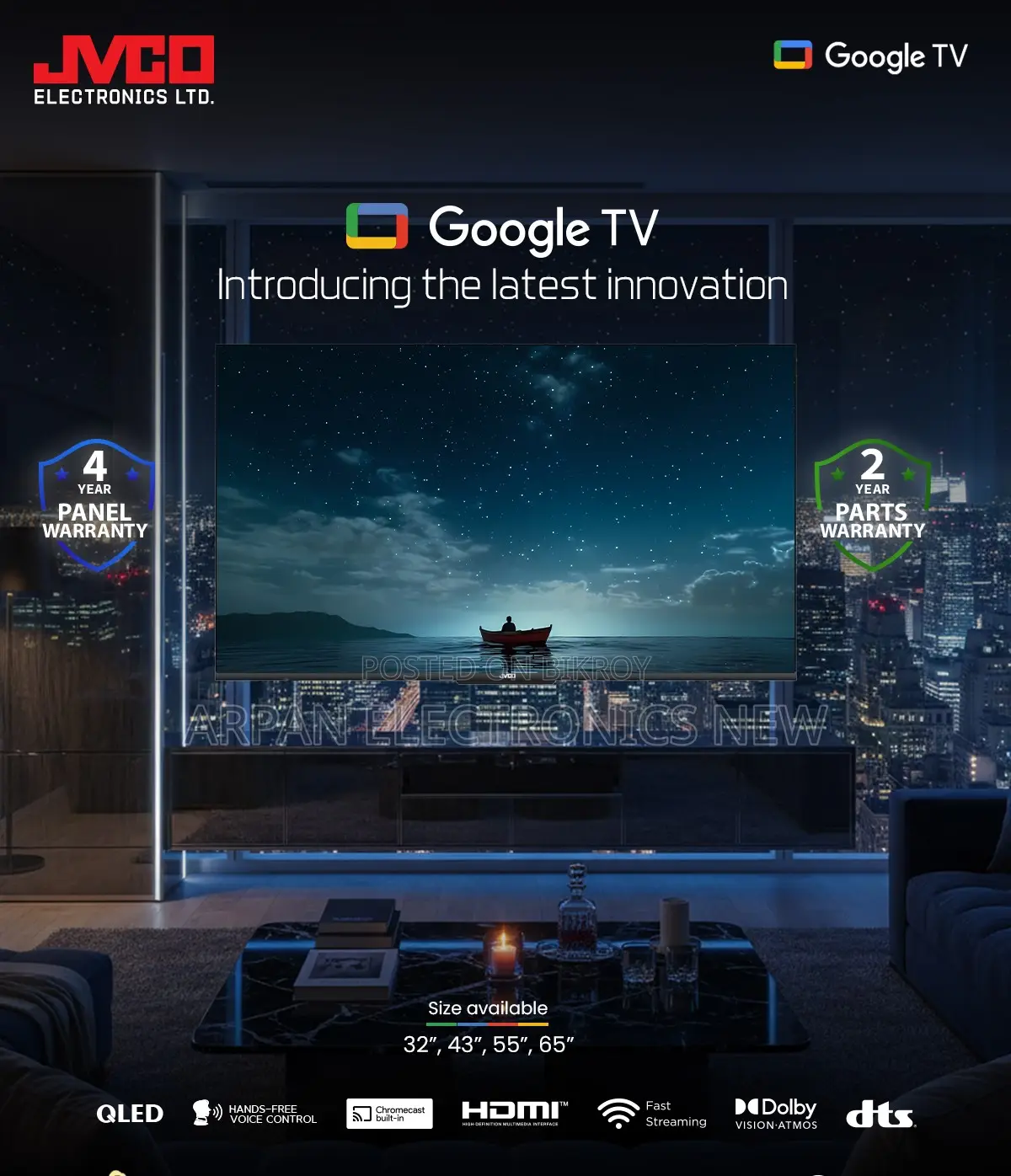 Jvco 32'' Android Smart Supported Wi-Fi HD LED TV
