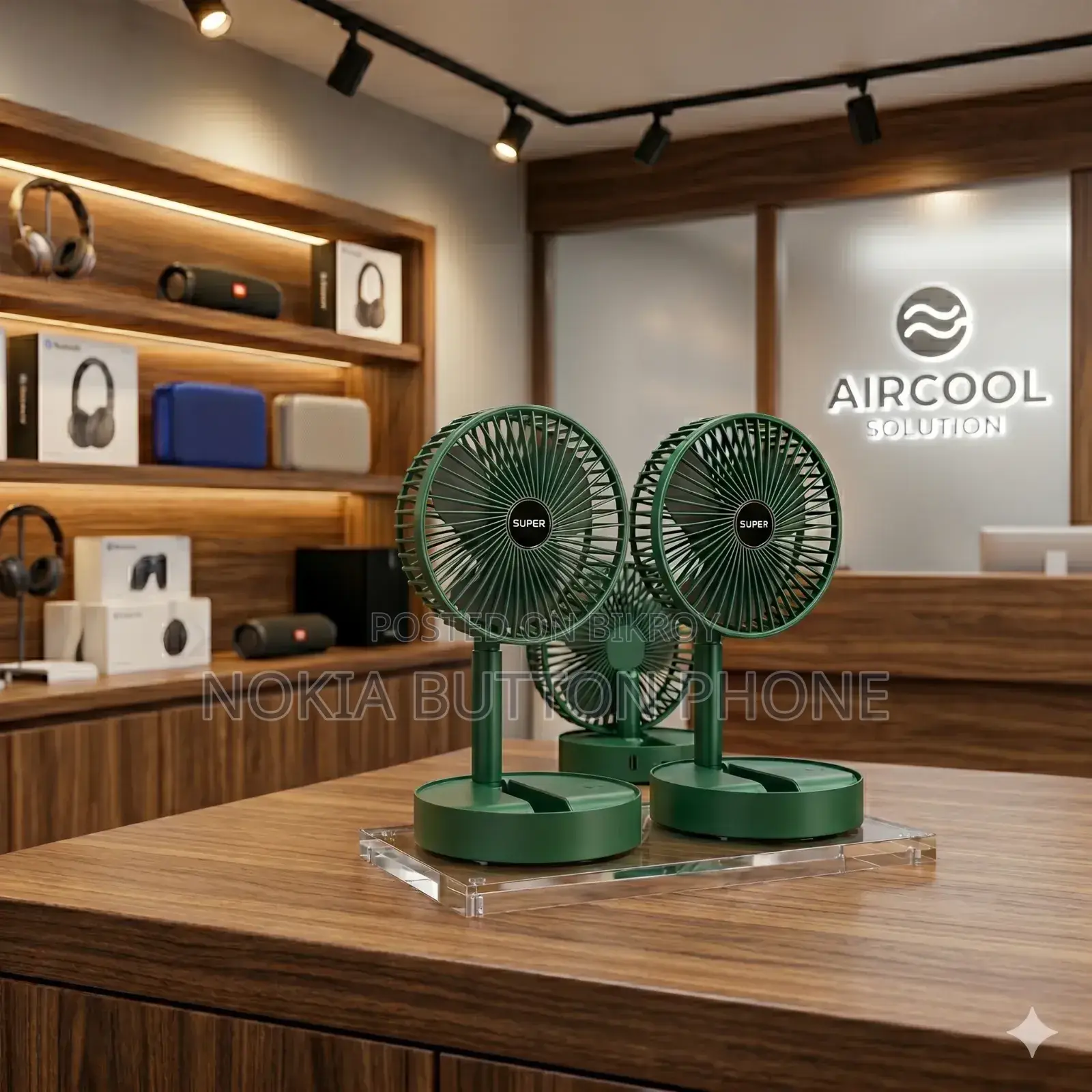 Folding Rechargeable Desk Fan, 3 Speeds Adjustable Height Table Fan