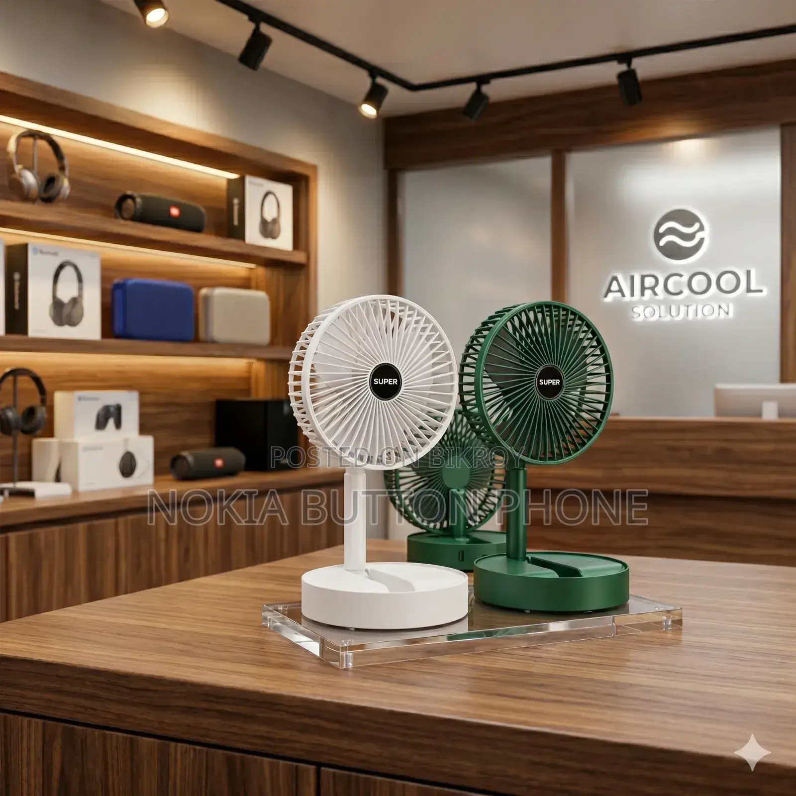 Folding Rechargeable Desk Fan, 3 Speeds Adjustable Height Table Fan