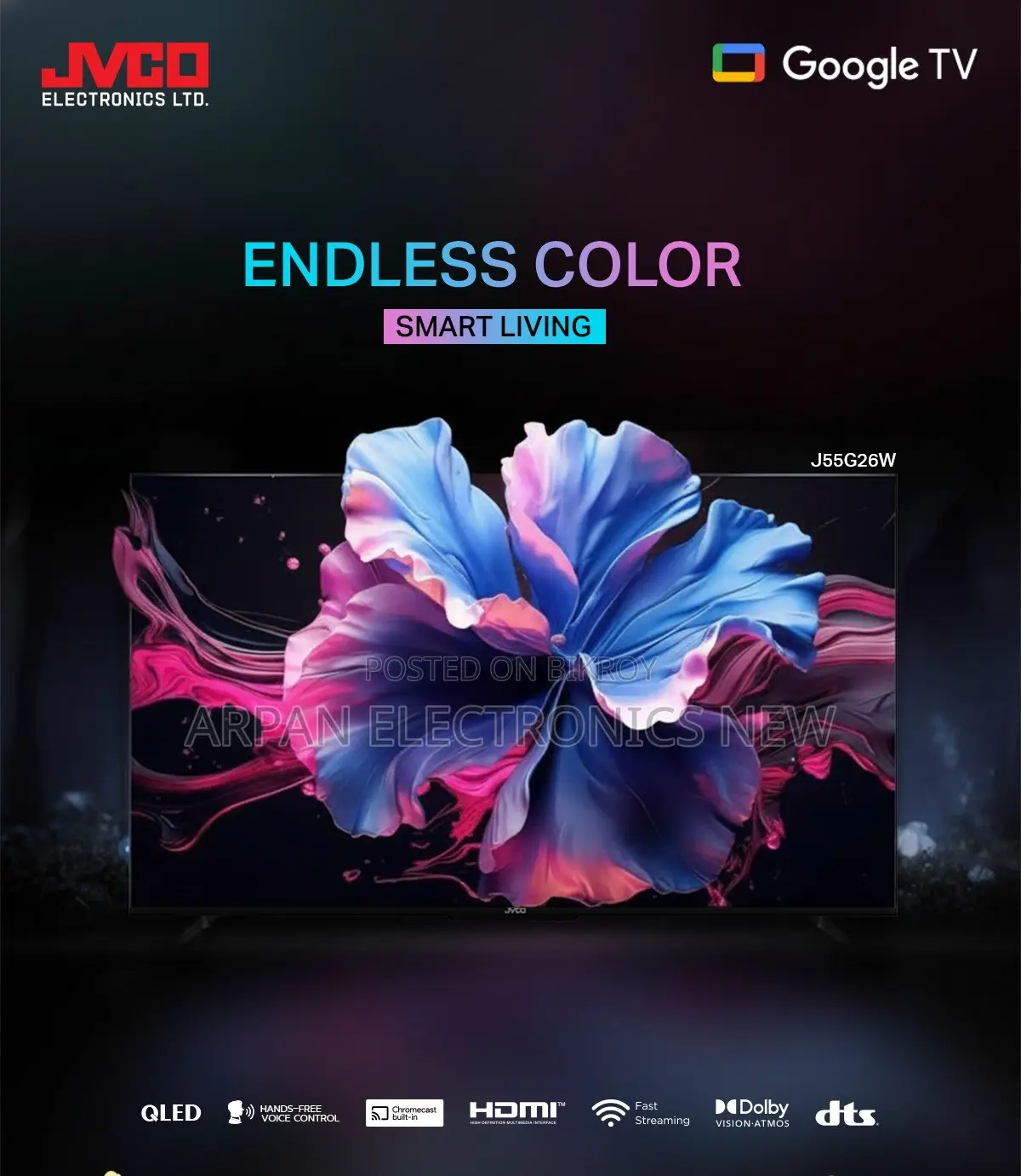Jvco 32'' Android or Smart Voice Control TV