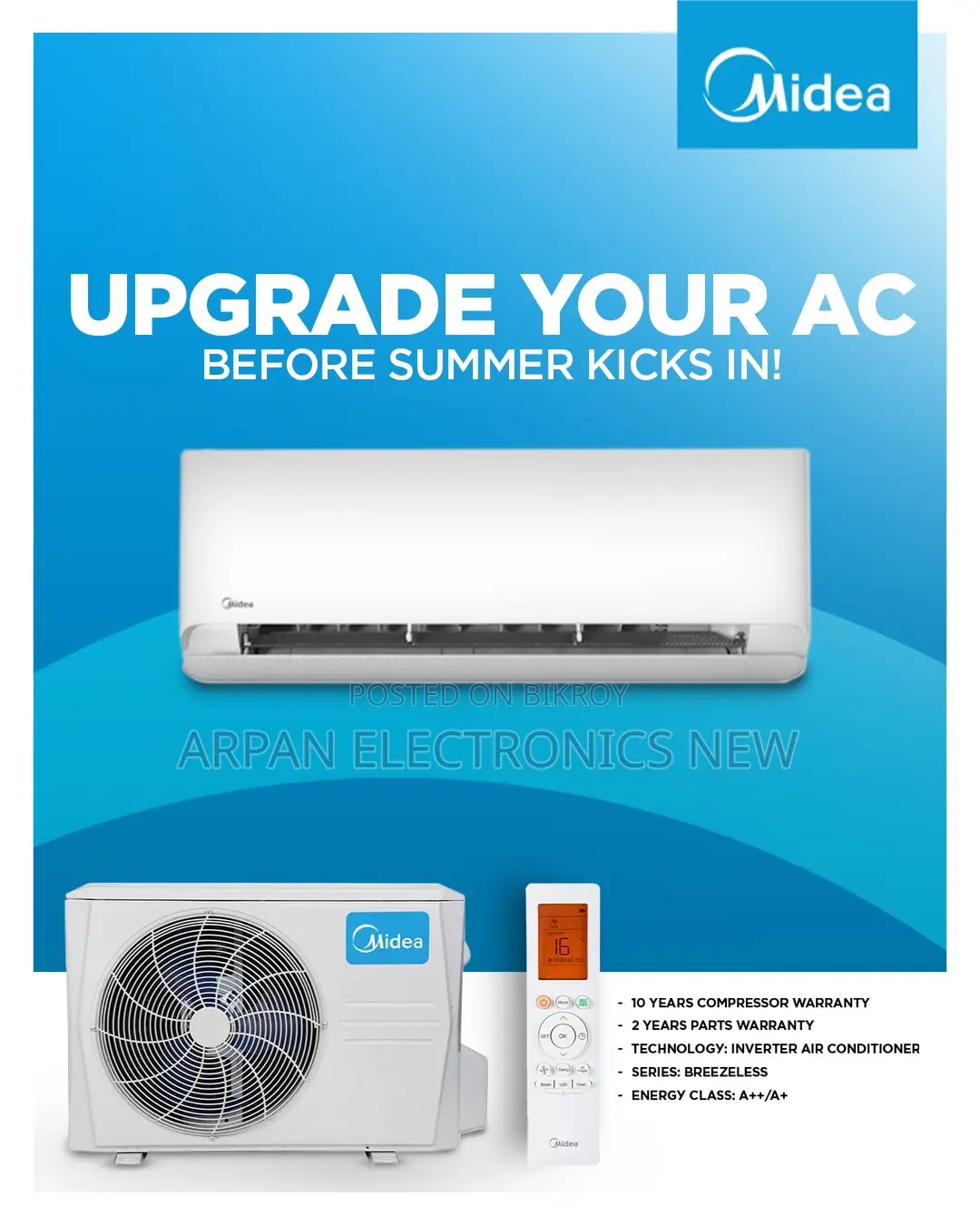 1.5 Ton Midea Inverter Technology – Saves Up to 65% Electricity.