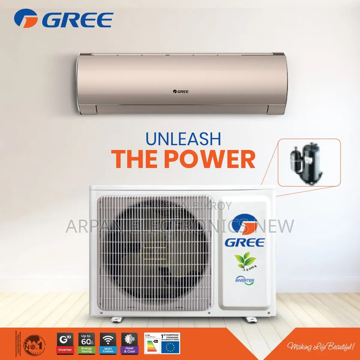 Inverter Gree 1.5 Ton Shimo / Zeno / Cosmo Series Air Conditioner