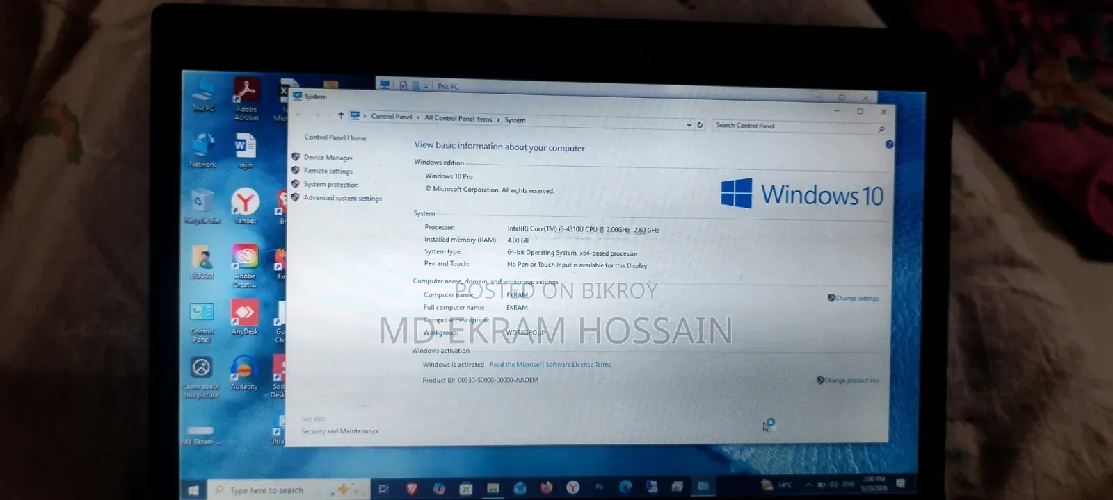 Laptop Toshiba Dynabook R634/M 8GB Intel Core I5 SSD 128GB