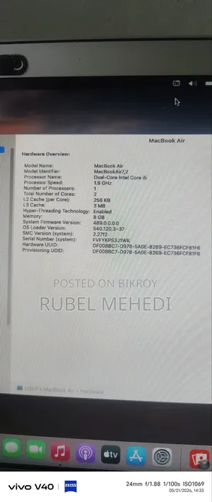 Laptop Apple MacBook 8GB Intel Core I5 eMMC 256GB