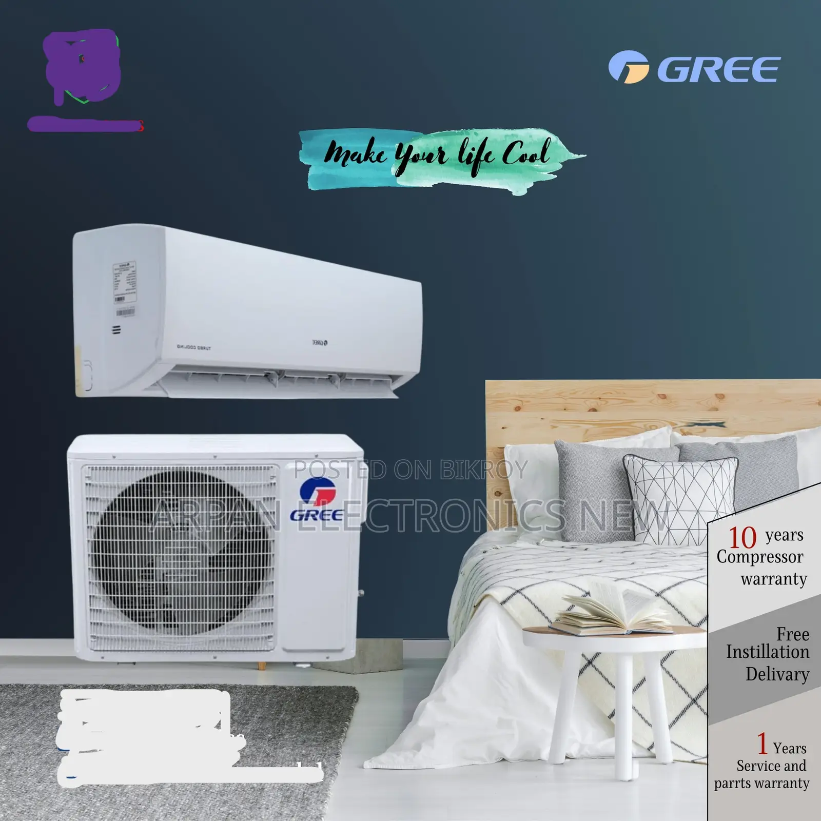Gree Inverter AC 1.5 Ton Up/Down Swing Flaps LED Display