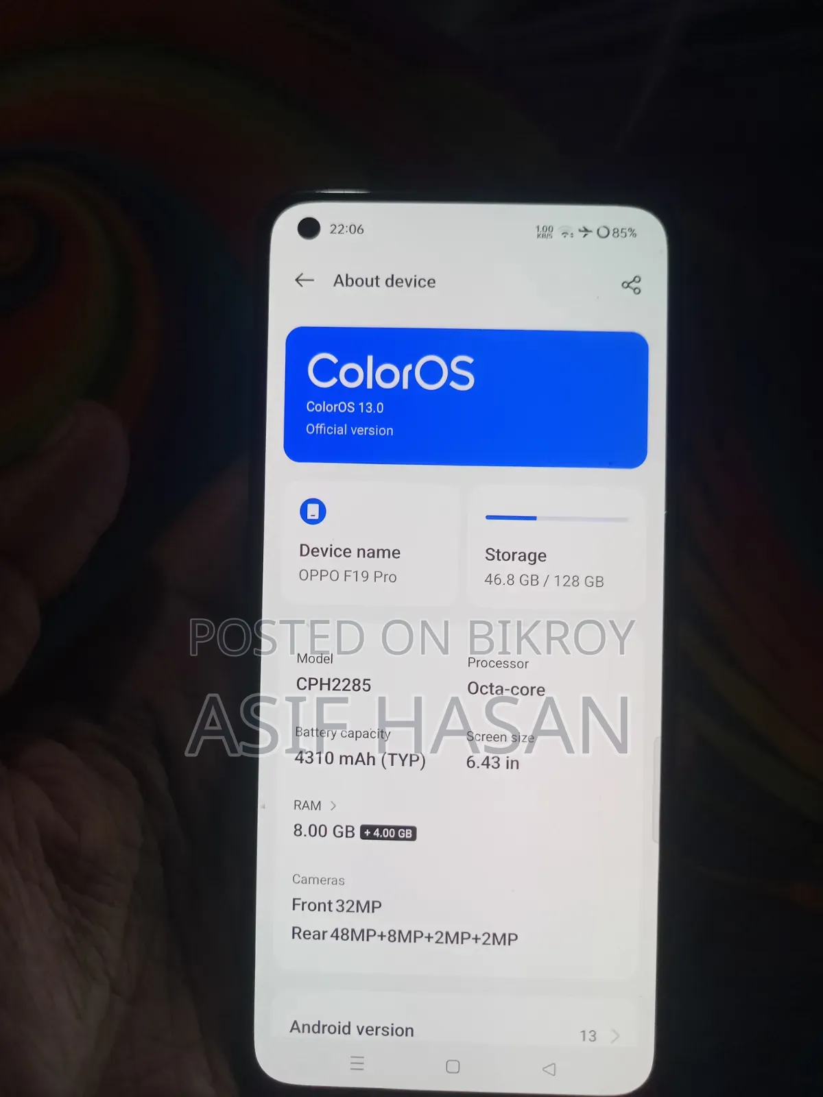 Oppo F19 Pro 128 GB Blue