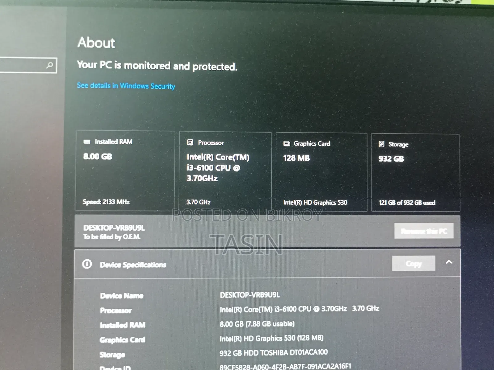 Desktop Computer HP 8GB Intel Core I3 HDD 1T
