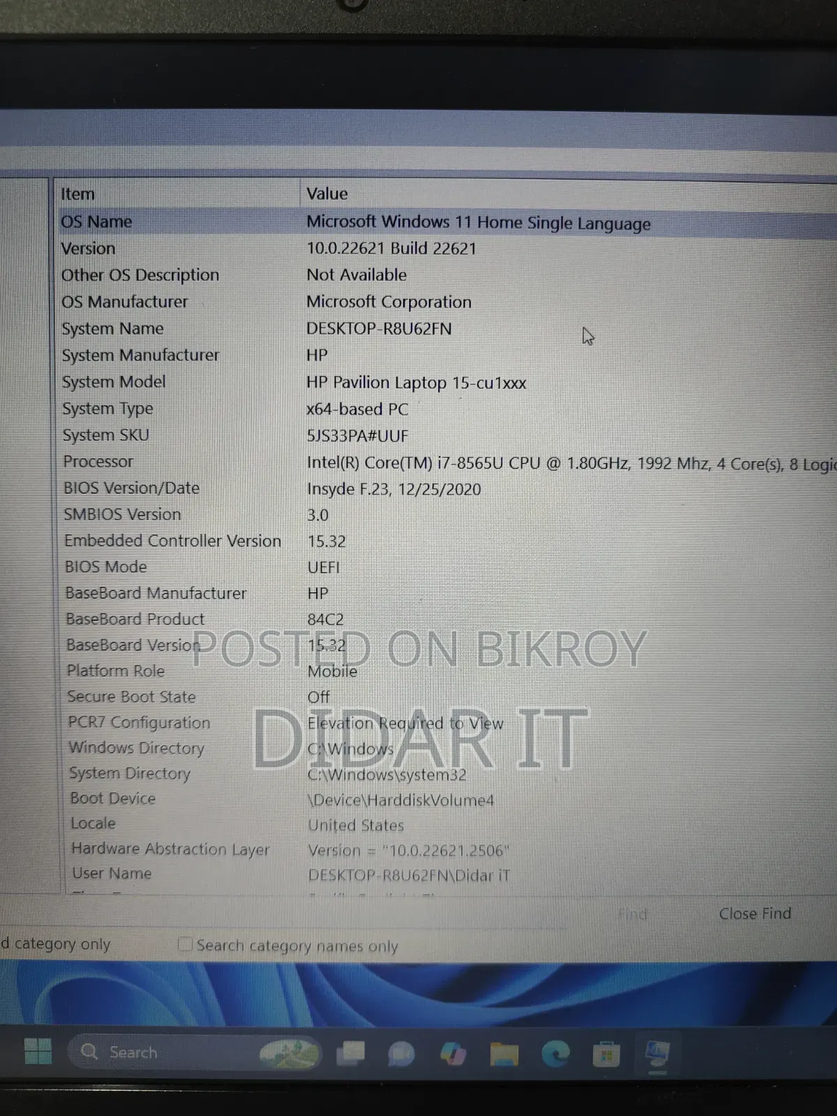 HP Pavilion 15-cs3063cl Laptop 8GB Intel Core i7 HDD+SSD 1T