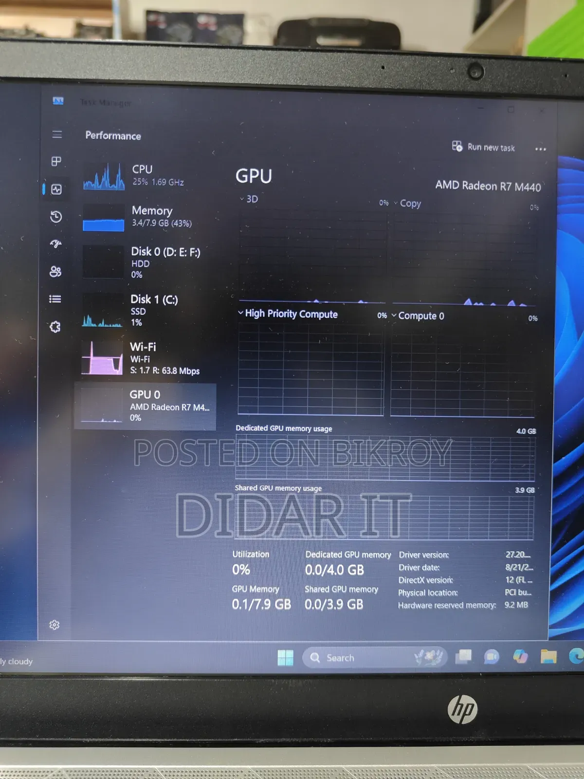 HP Pavilion 15-cs3063cl Laptop 8GB Intel Core i7 HDD+SSD 1T