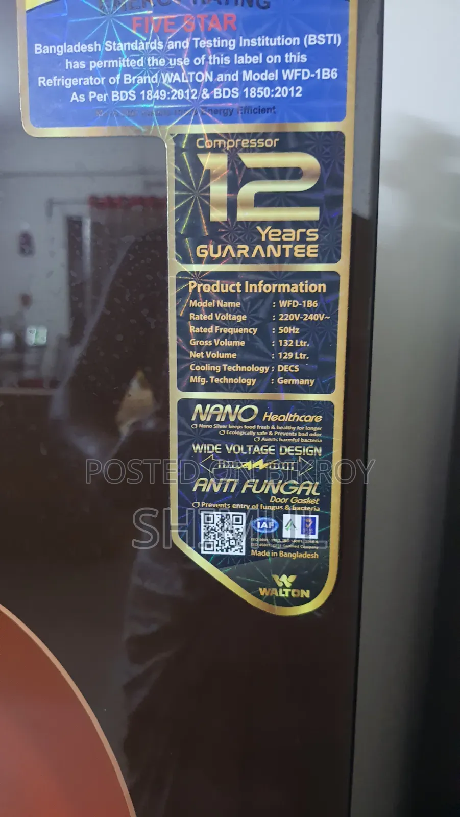 Walton 132 Liter Refrigerator Used for 4 Years. 12 Years Warranty.