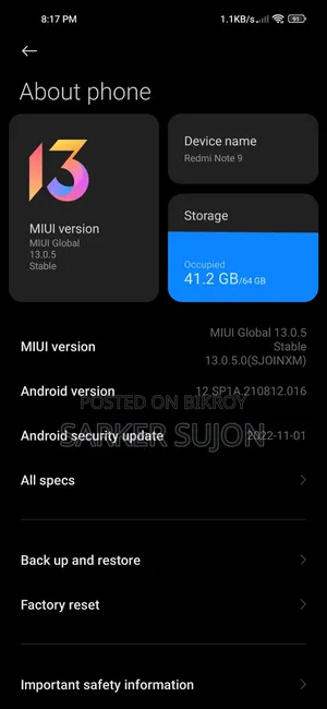 Xiaomi Redmi Note 9 64 GB Red