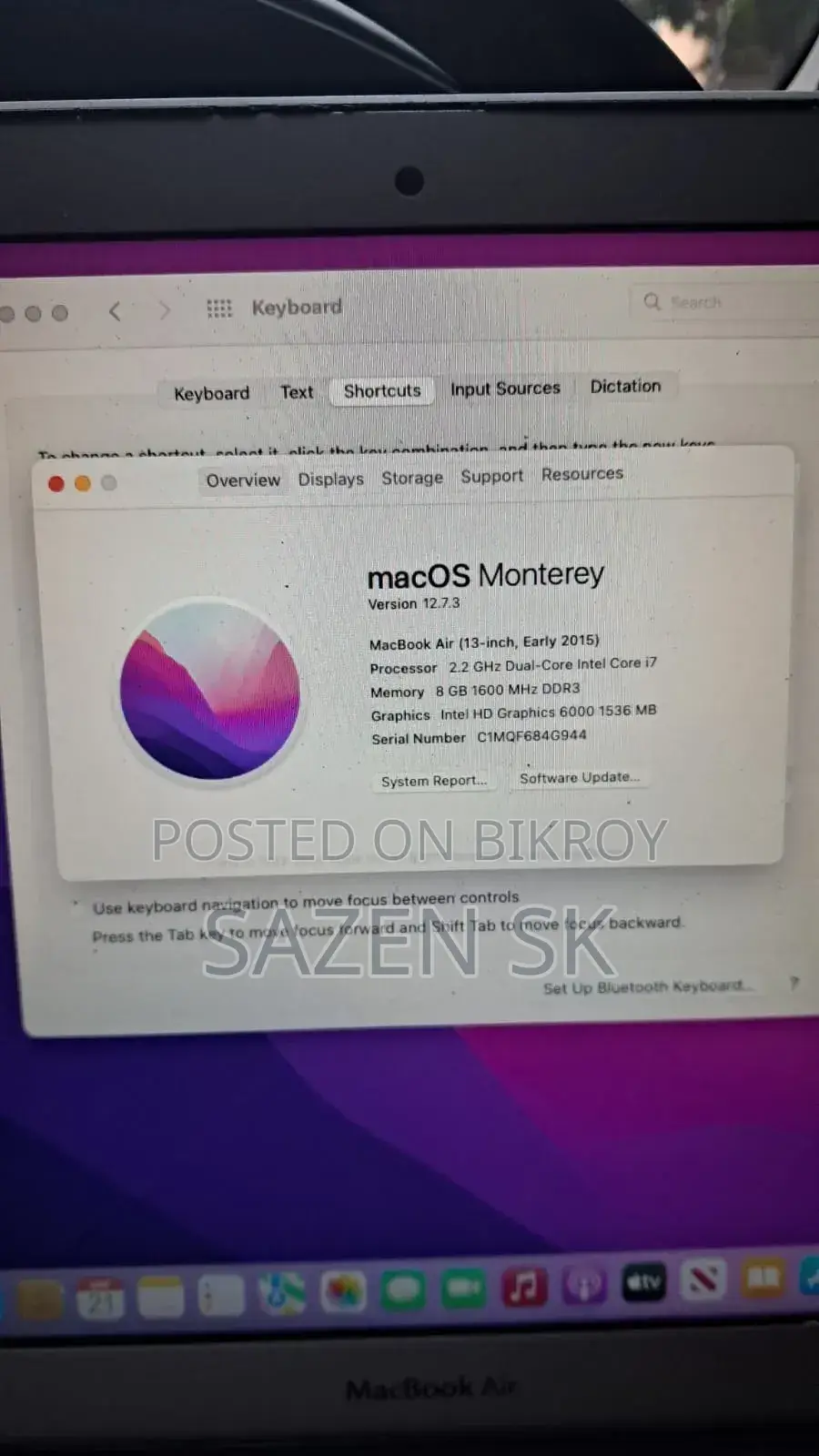 Laptop Apple MacBook 2015 8GB Intel Core I7 HDD 256GB