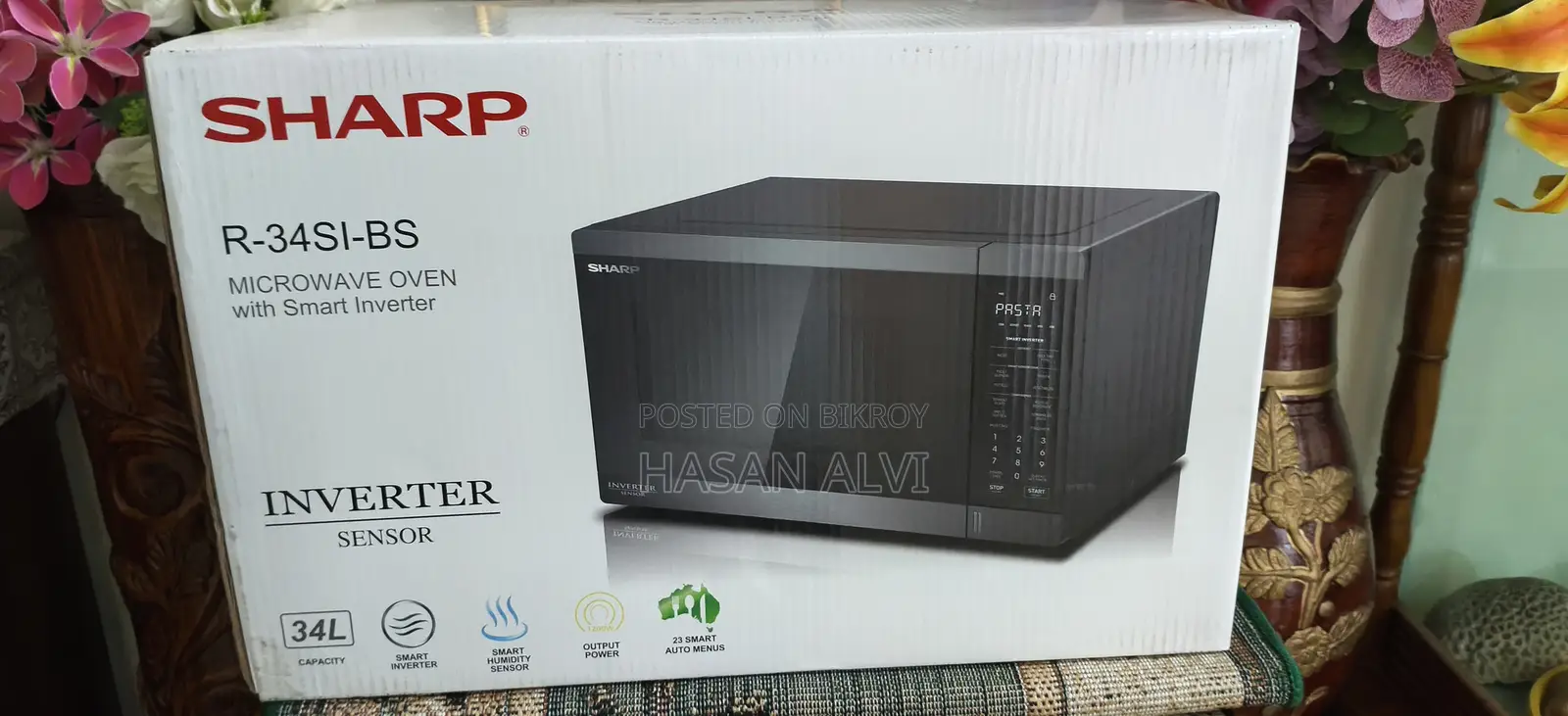 Sharp Solo Inverter Microwave Oven R-395e (Bs) | 34 Liter - Black