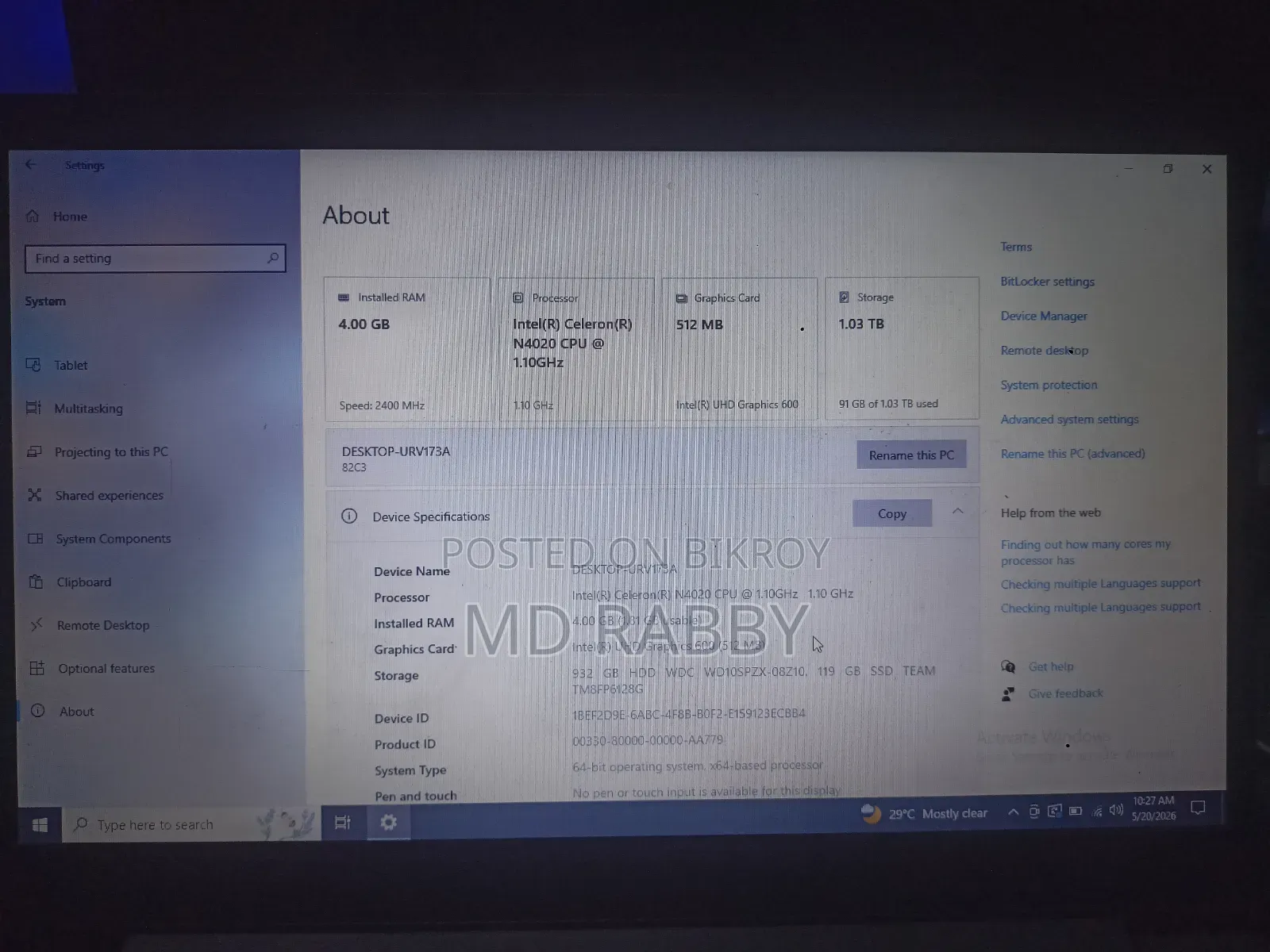 Laptop Lenovo Ideapad V14 IGL 4GB Intel Celeron SSD 128GB