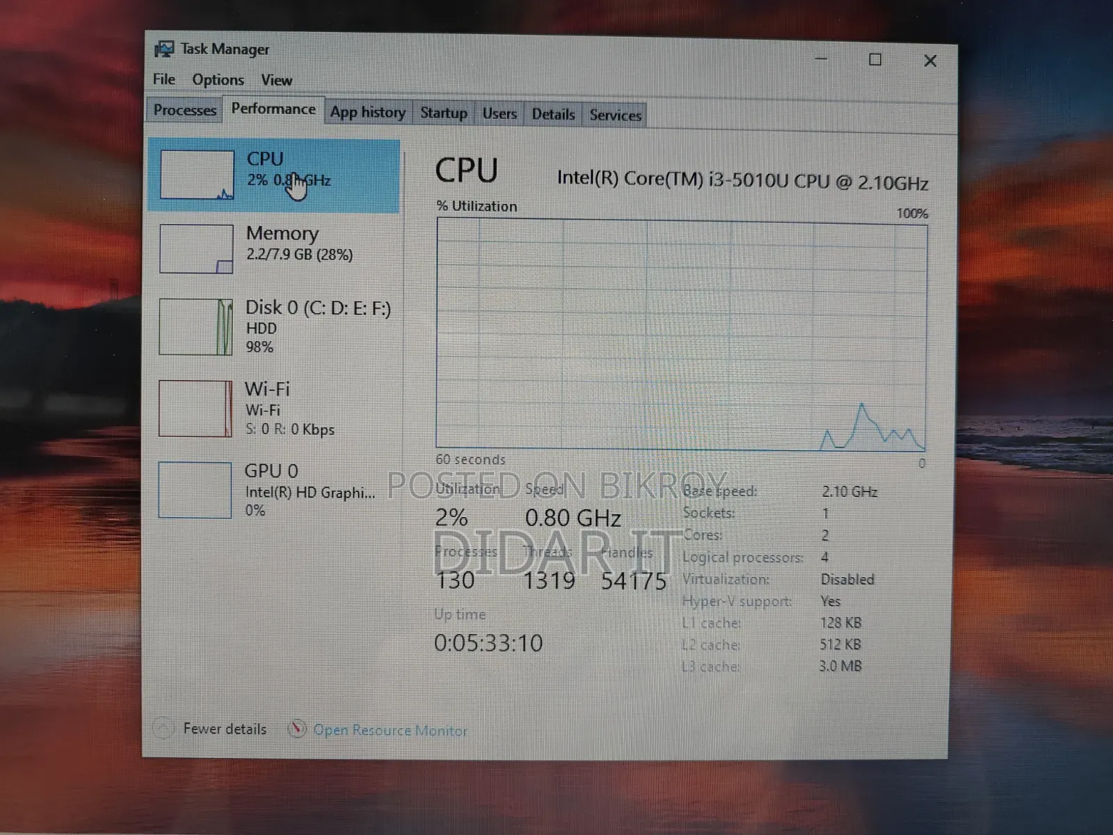Laptop HP 8GB Intel Core I3 HDD 500GB