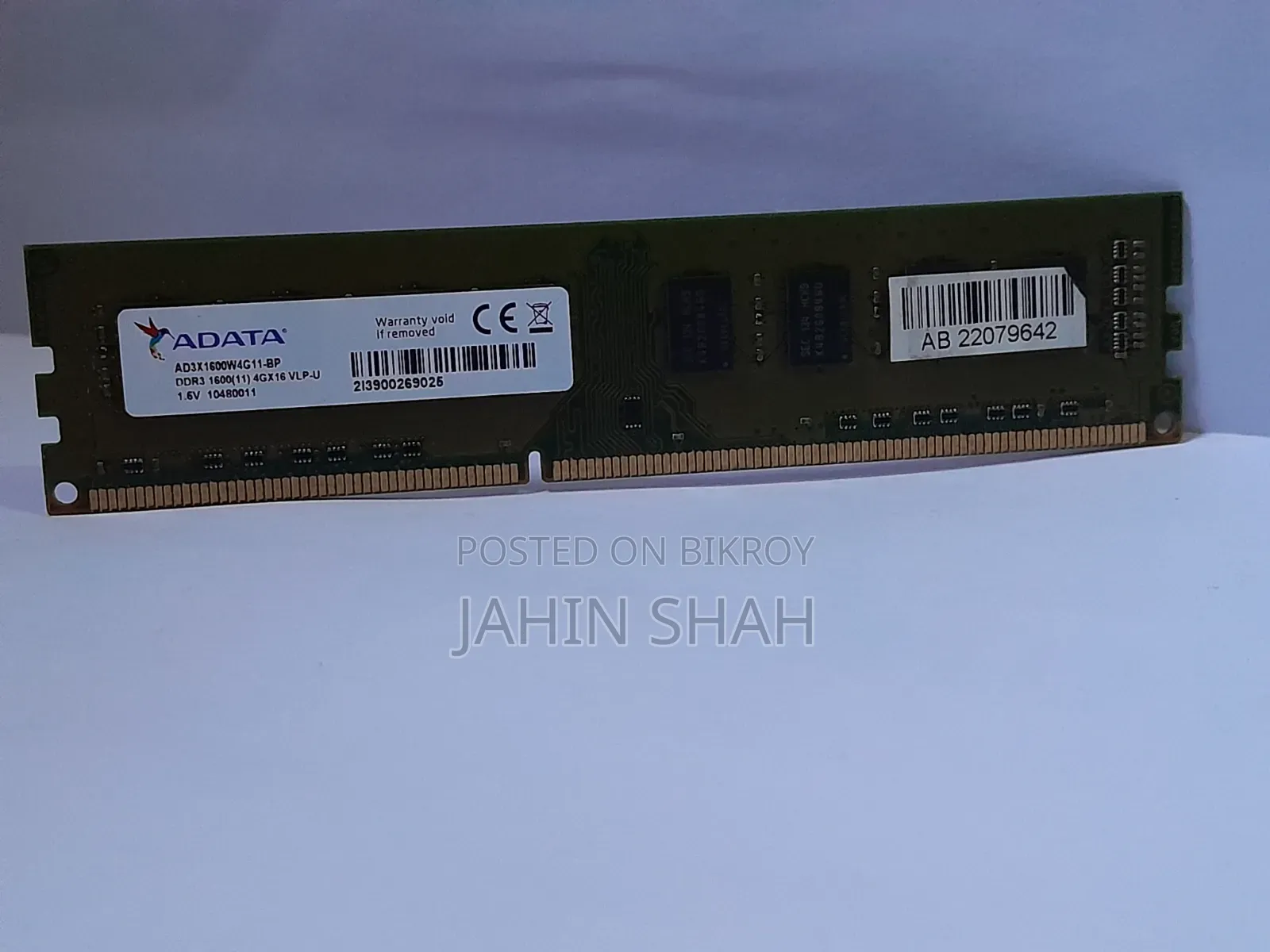 Adata 4GB DDR3 1600MHz Desktop RAM (Fresh Condition)