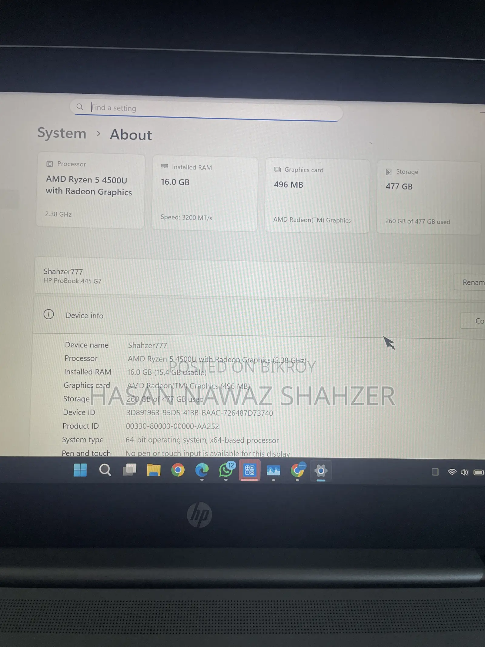Laptop HP ProBook 445 G9 16GB AMD Ryzen 5 SSD 512GB