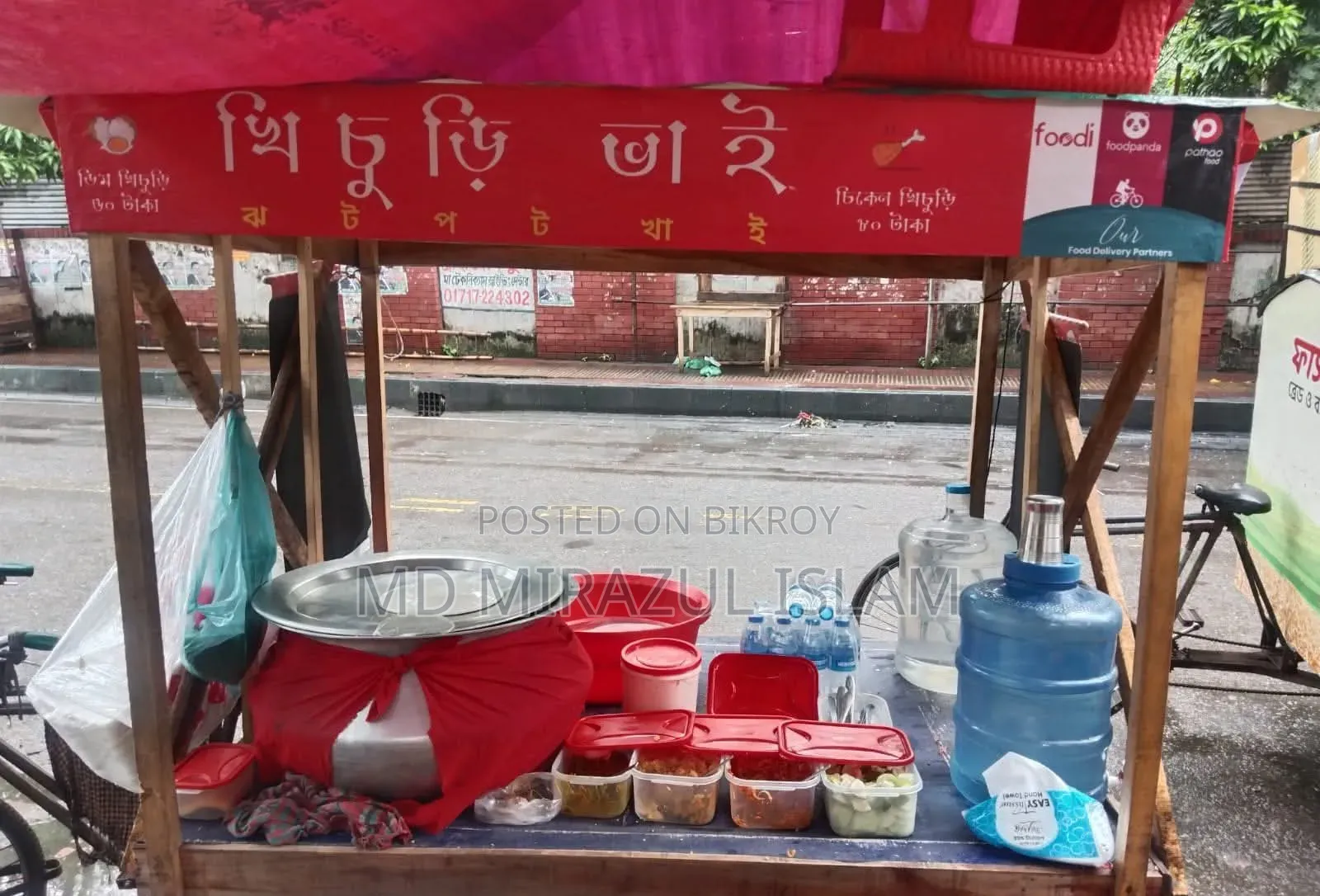 Food cart for sale on a van.