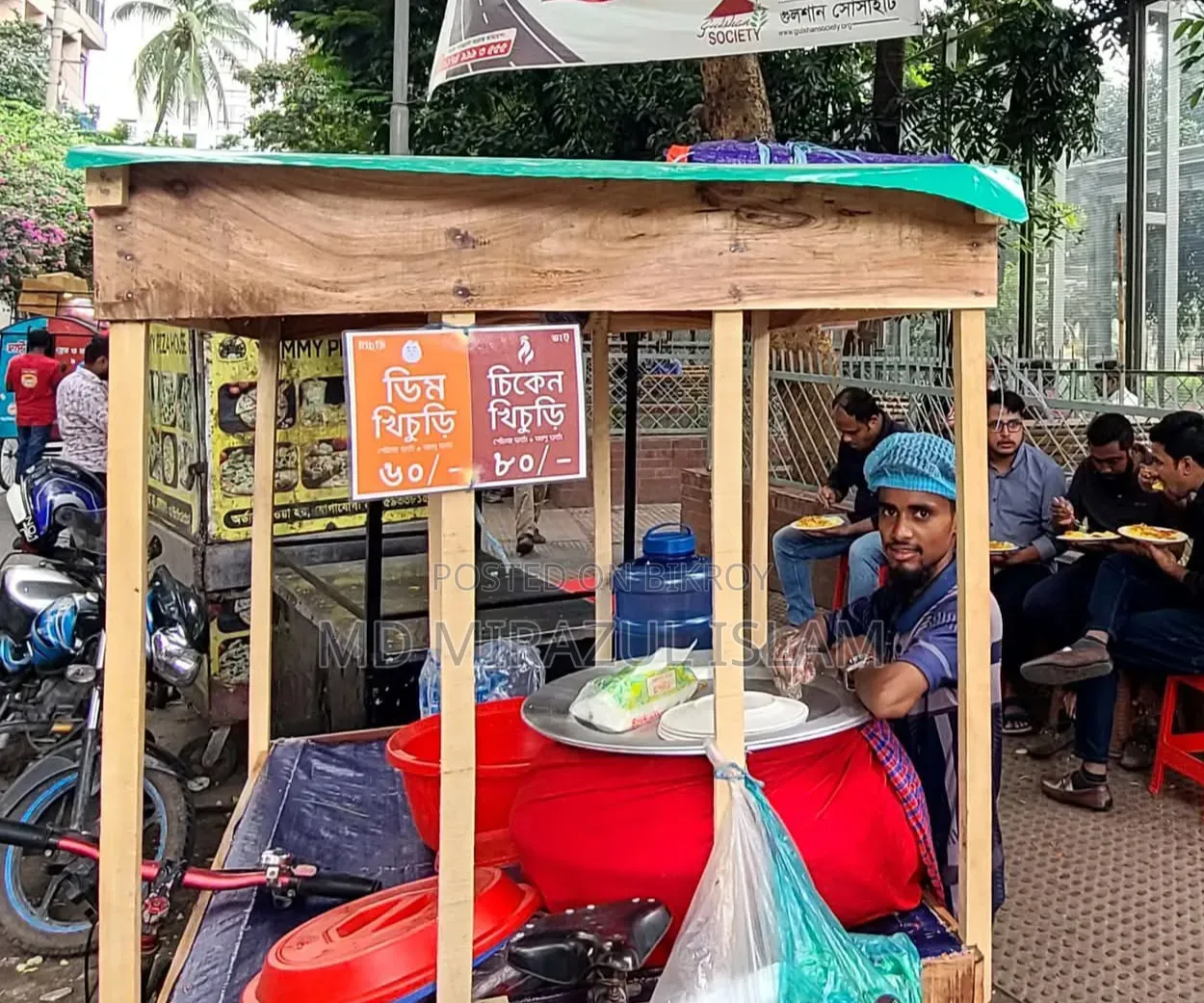 Food cart for sale on a van.