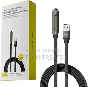 2-in-1 Invisible Holder Charger Cable, 65w Braided Fast Charging