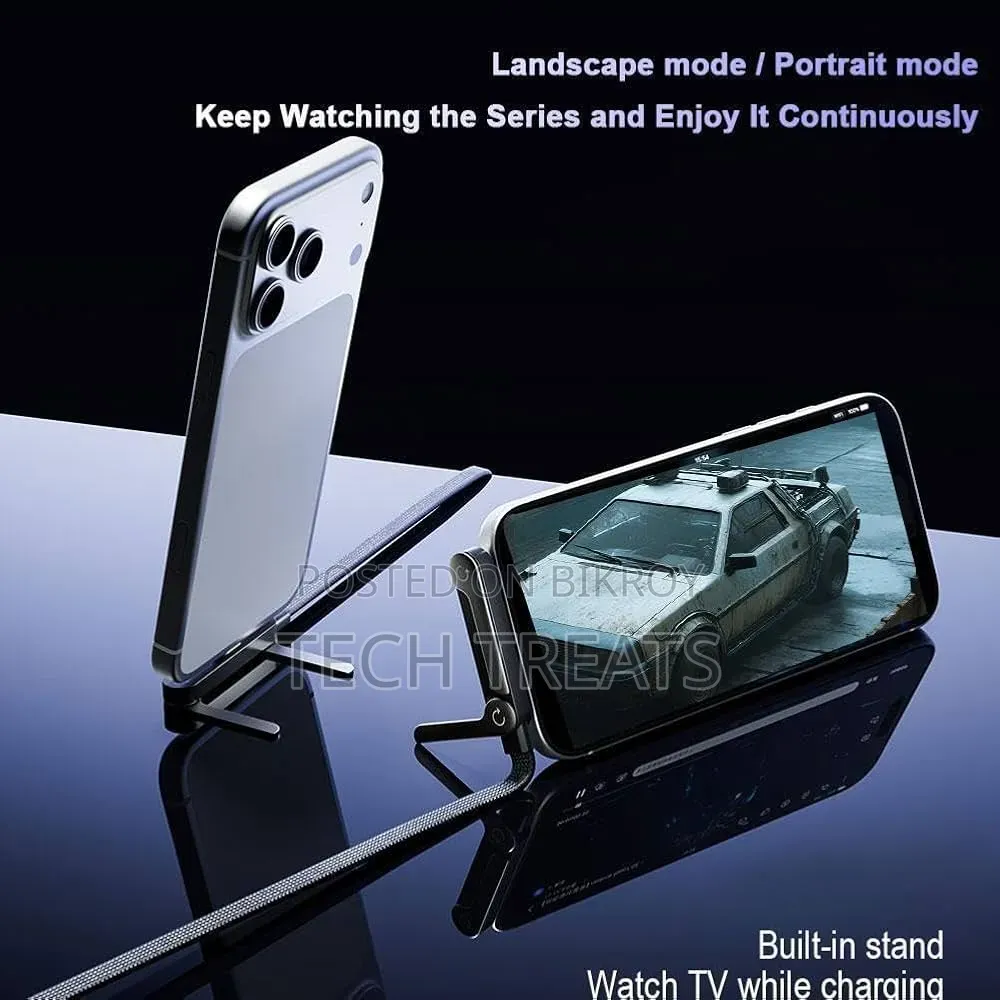 2-in-1 Invisible Holder Charger Cable, 65w Braided Fast Charging