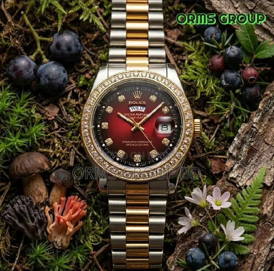 Luxury Rolex Day-Date Two-Tone Gold Silver – Black Diamond Dial F