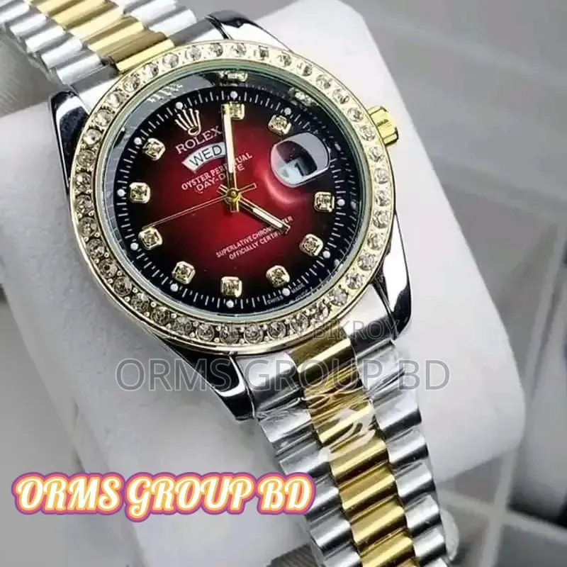Luxury Rolex Day-Date Two-Tone Gold Silver – Black Diamond Dial F