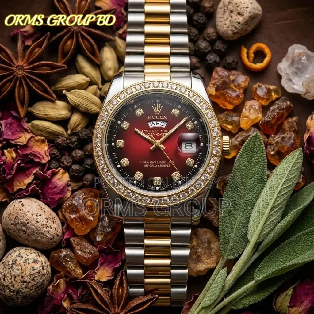 Luxury Rolex Day-Date Two-Tone Gold Silver – Black Diamond Dial F