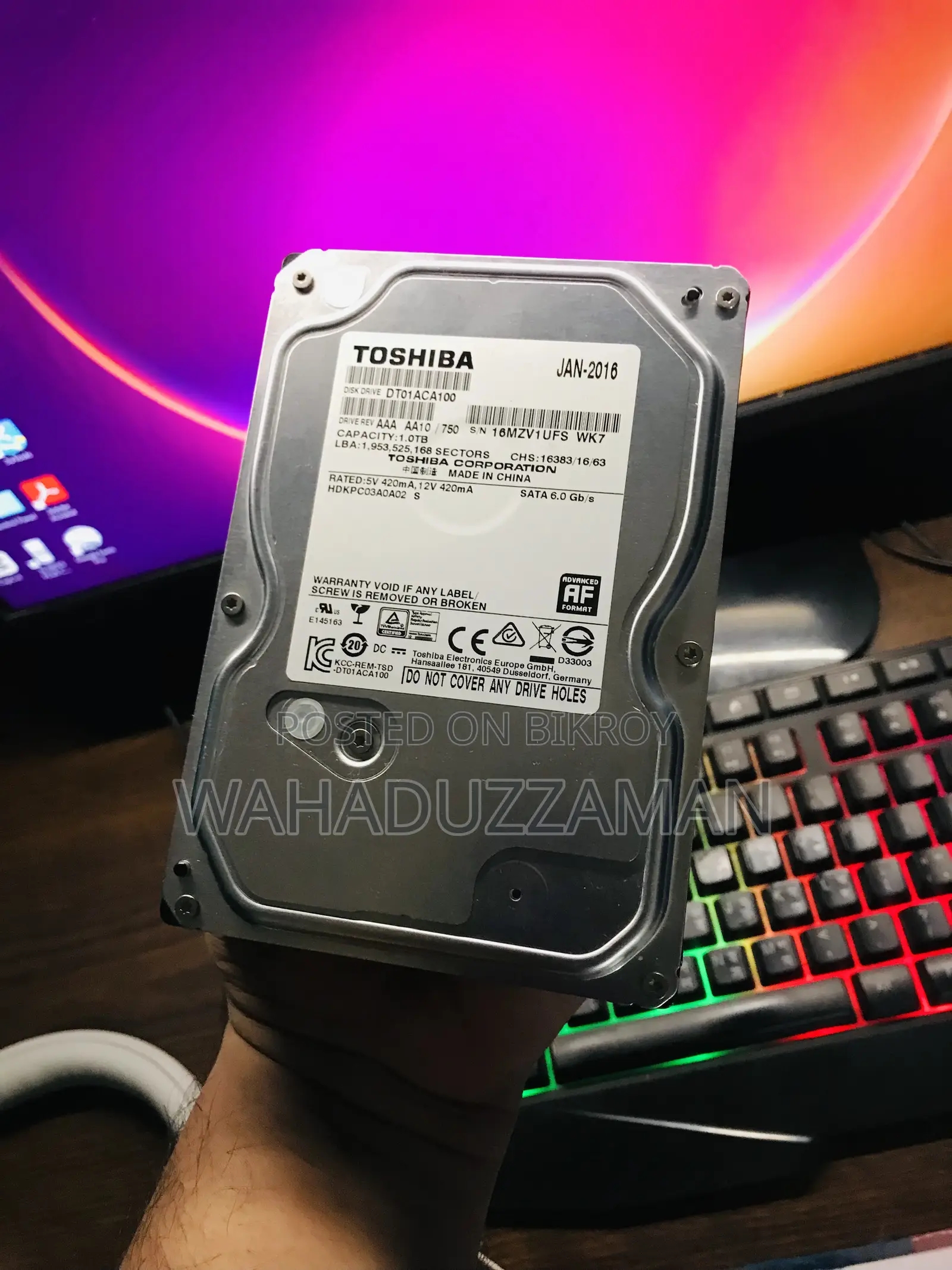 Hard Disk Random 1tb 1000gb 7200rpm Desktop Laptop Macbook 6gbs CCTV