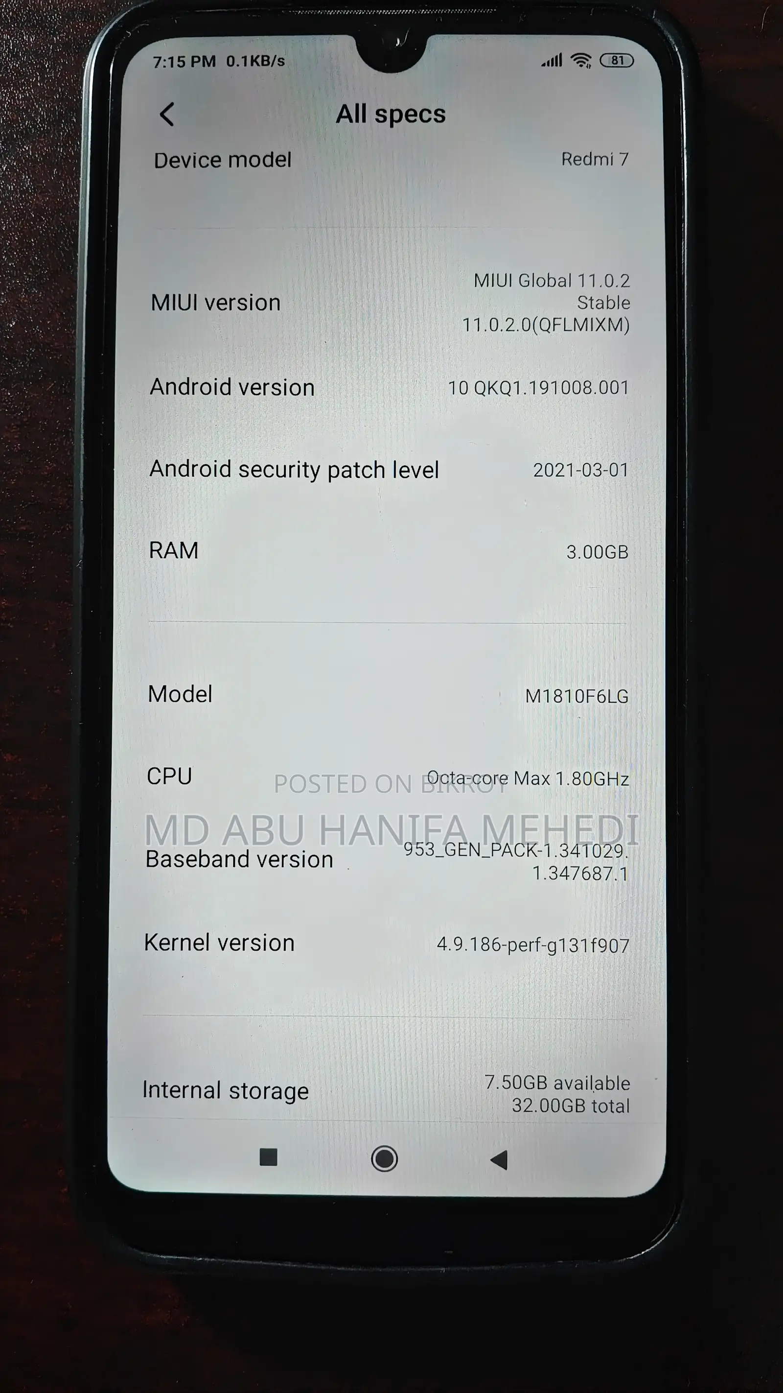 Xiaomi Redmi 7 32 GB Blue