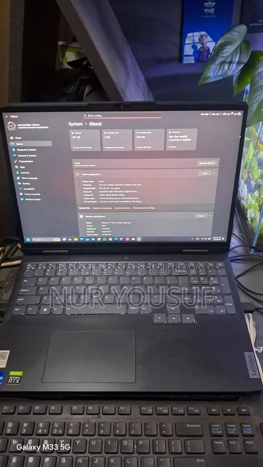Laptop Lenovo Ideapad Gaming 3 16GB Intel Core I7 SSD 512GB
