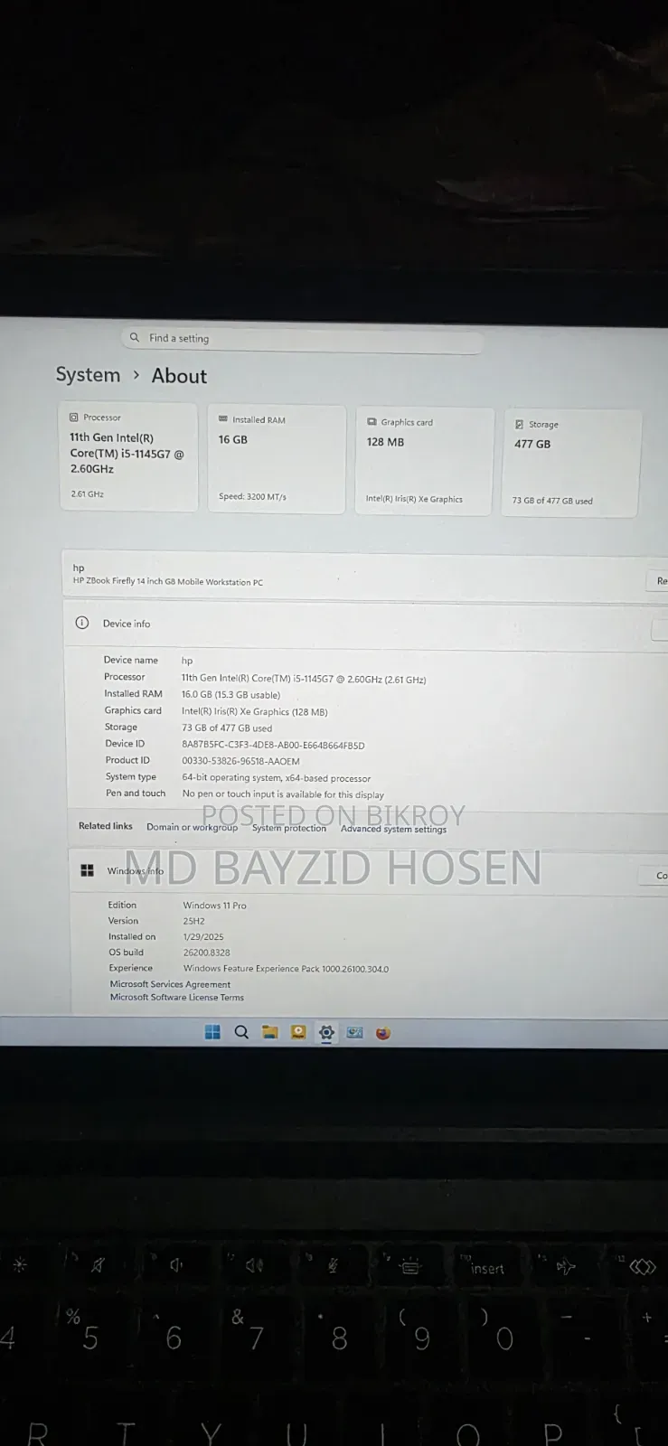 ল্যাপটপ HP EliteBook 840 G8 16GB Intel Core i5 SSD 512GB