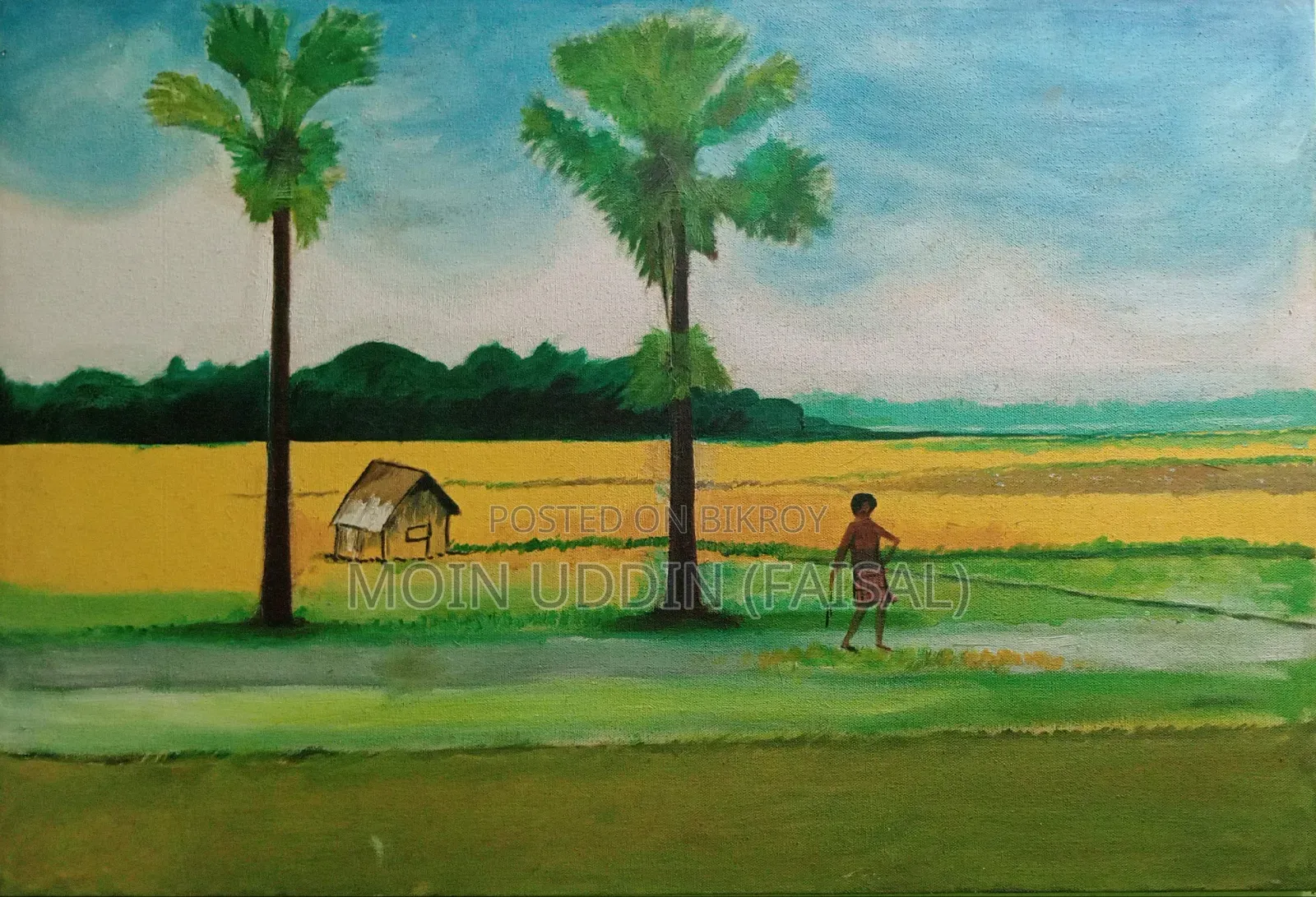Oil Painted Canvas Art Of Rural Beauty