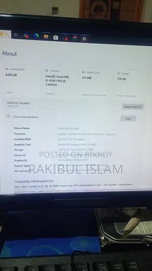 ডেস্কটপ কম্পিউটার Gigabyte GB-BACE-3010 8GB Intel Core I3 SSD 128GB